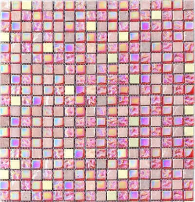 Mosani Mosaikfliesen Mosaik Fliese Transluzent rot rosa gold
