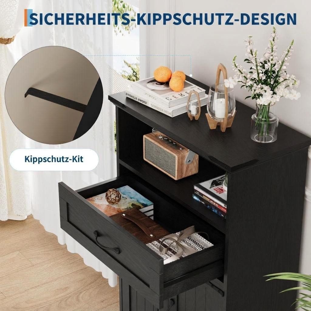 GarveeMore Badkommode Aufbewahrungsschrank Landhausstil mit Türen und Schubladen, Stauraum (1 St)