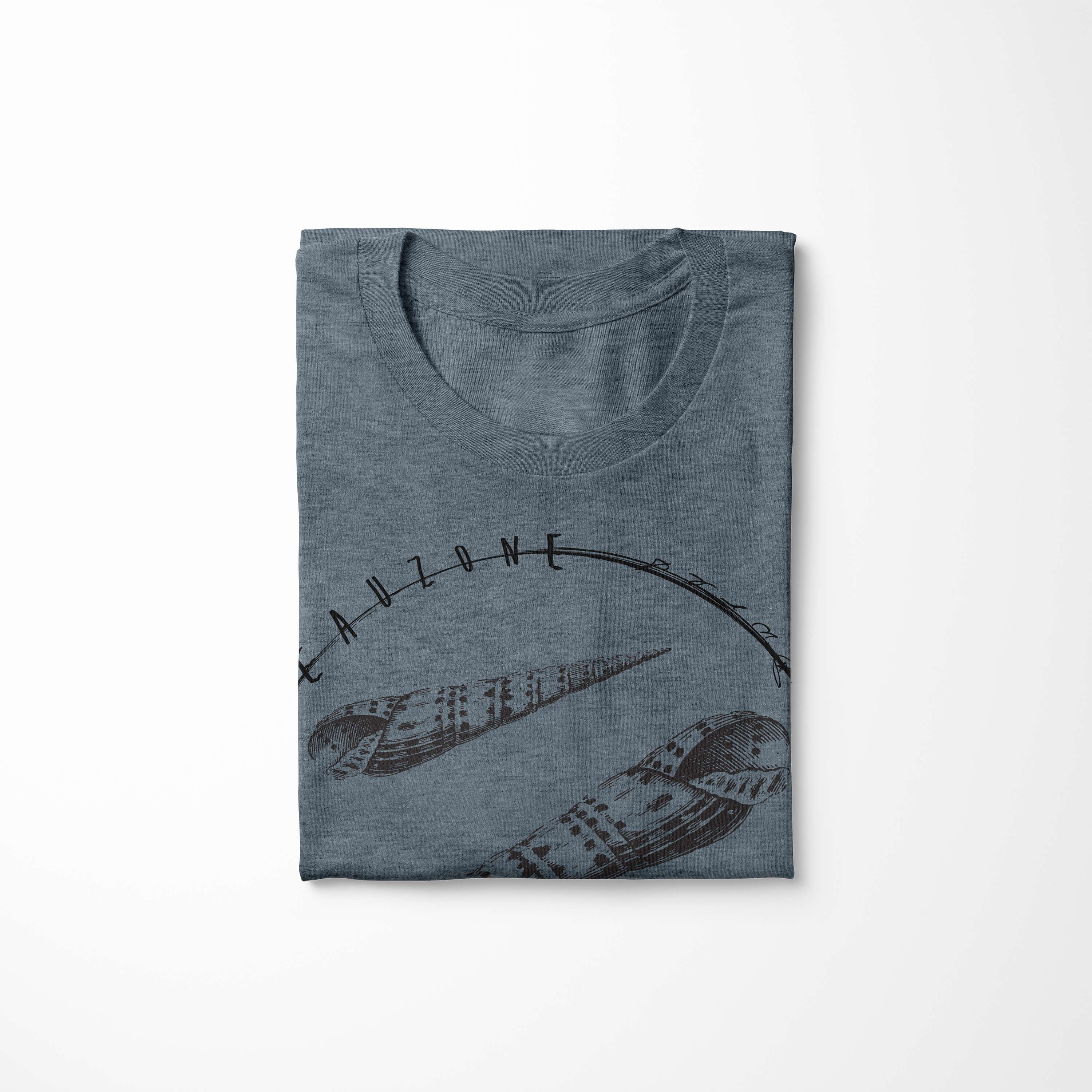 Art Sea T-Shirt Schnitt Serie: Sea Struktur feine Indigo und T-Shirt Tiefsee Fische 075 sportlicher Sinus / - Creatures,