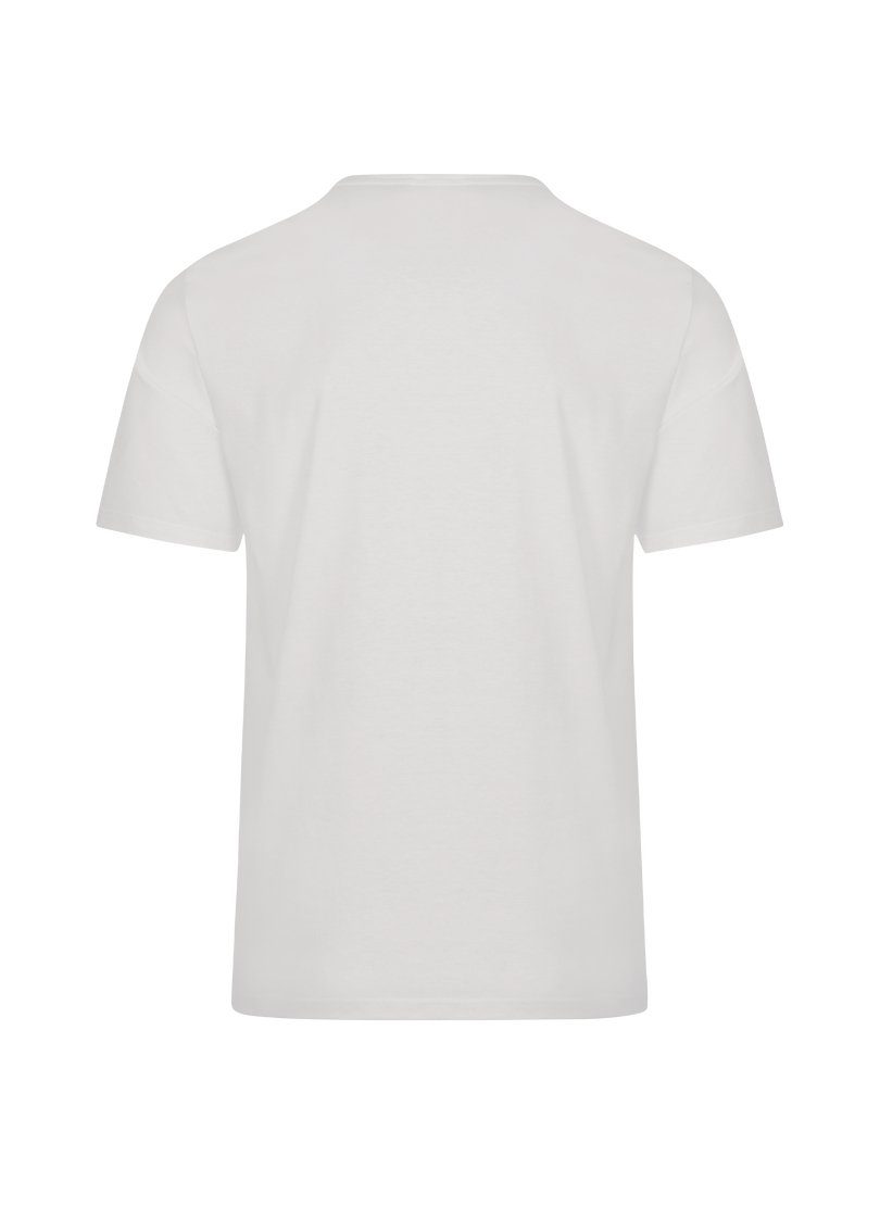 Trigema T-Shirt TRIGEMA mit T-Shirt Baumwolle Knopfleiste weiss DELUXE