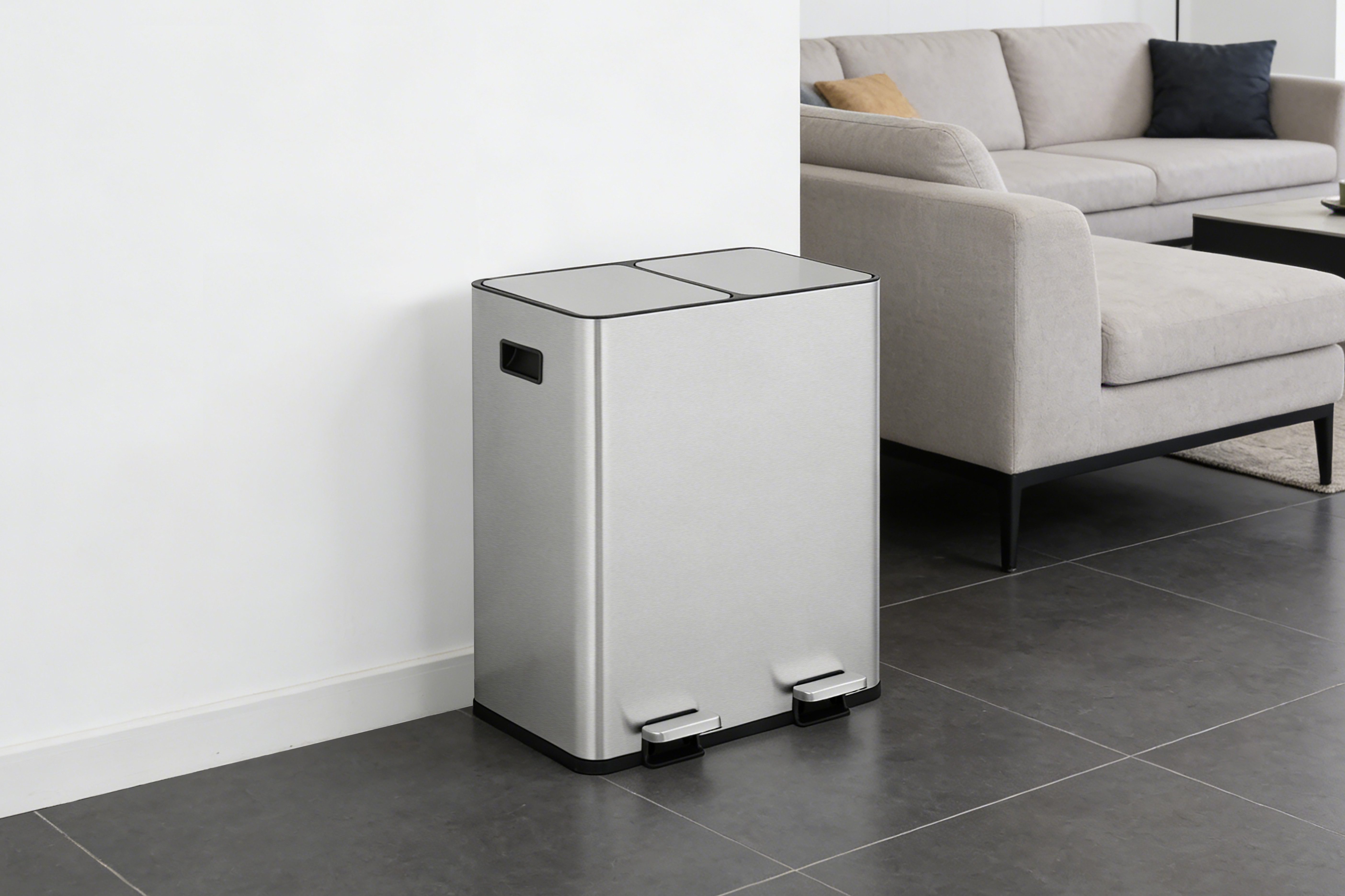 OTTO home Mülleimer Garrin, Soft Close, m. 2 Fächern, Fassungsvermögen 2x15 L bzw. 2x30 L, Mülltrennsystem mit 2 separaten Innenbehältern und Fußtrittpedalen