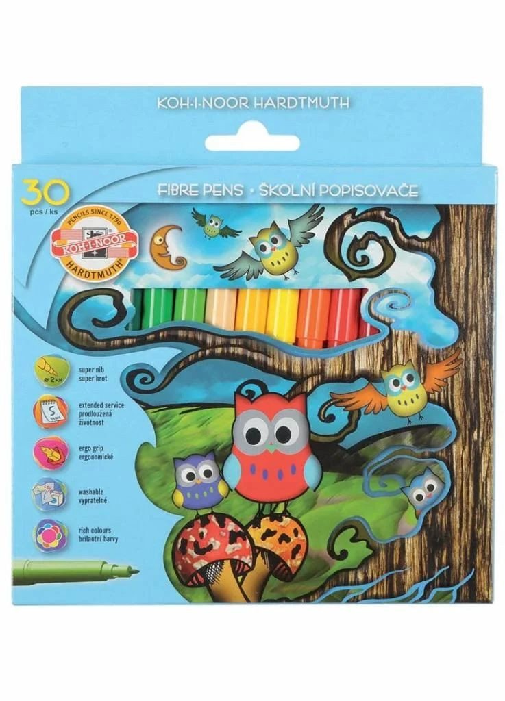 KOH-I-NOOR Malstift KOH Fasermaler Eule 2 mm Spitze 30er Papp-Etui