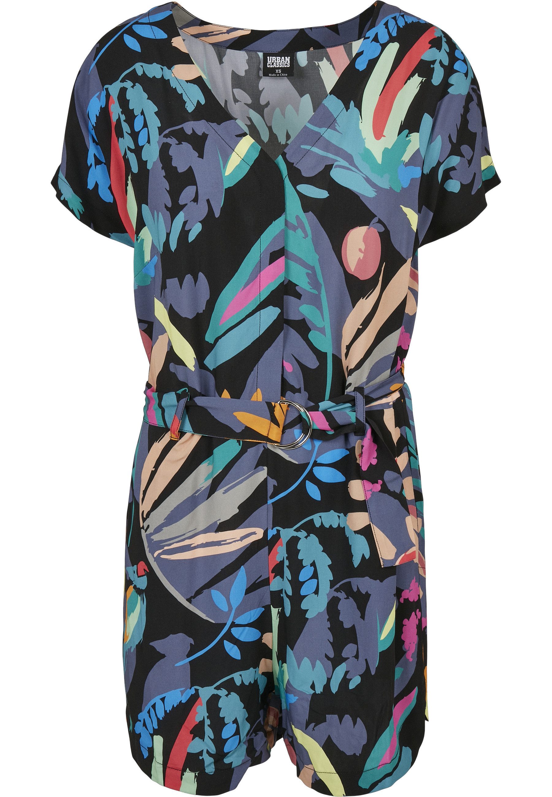 URBAN CLASSICS Jumpsuit Urban Classics Damen Ladies Short Viscose Belt Jumpsuit (1-tlg)