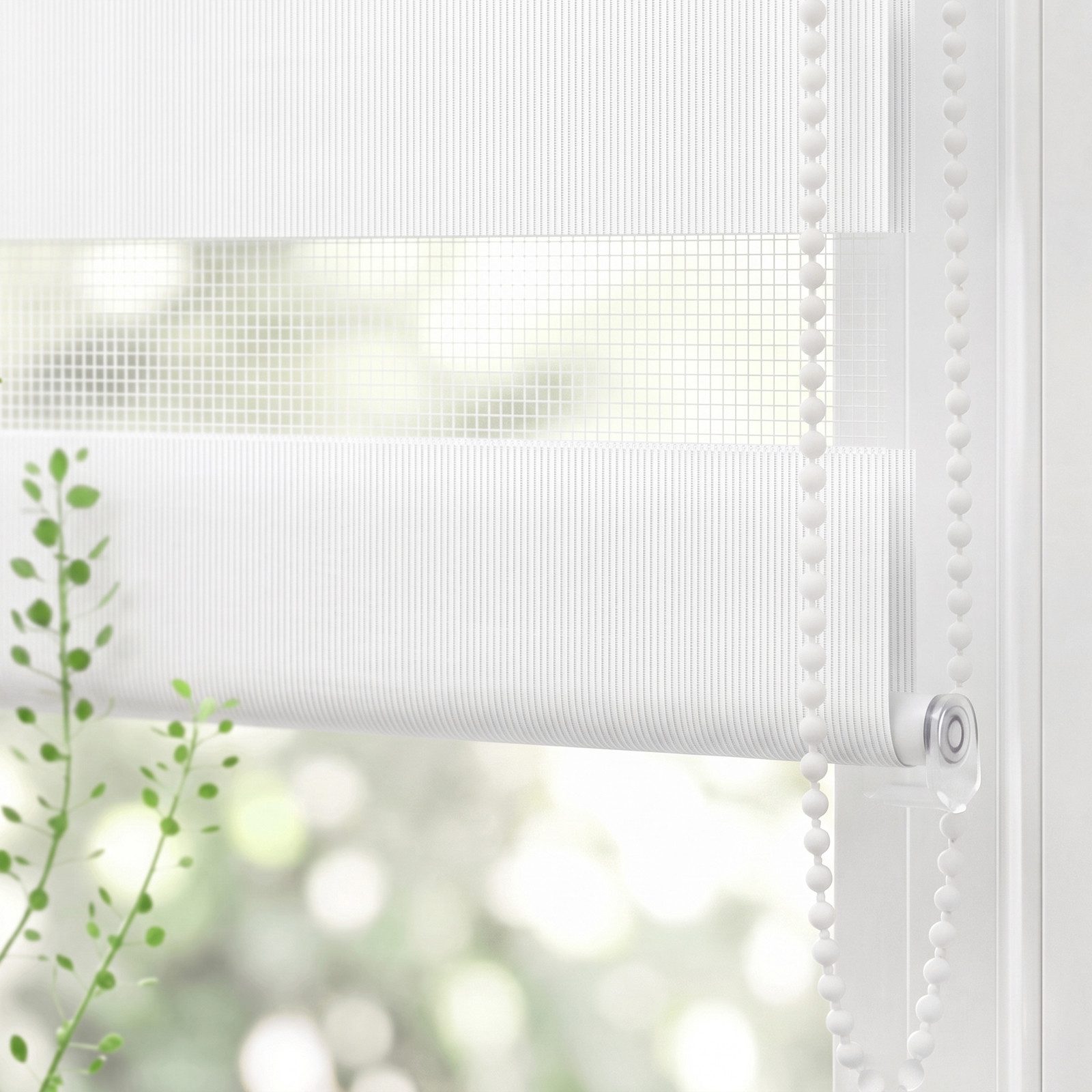 Doppelrollo Duo Rollo Klemmfix ohne Bohren freihängend Lichtschutz für Fenster, Salcar, Weiß 25x100cm, Klemmträger blickdicht Jalousie Seitenzugrollo für Tür