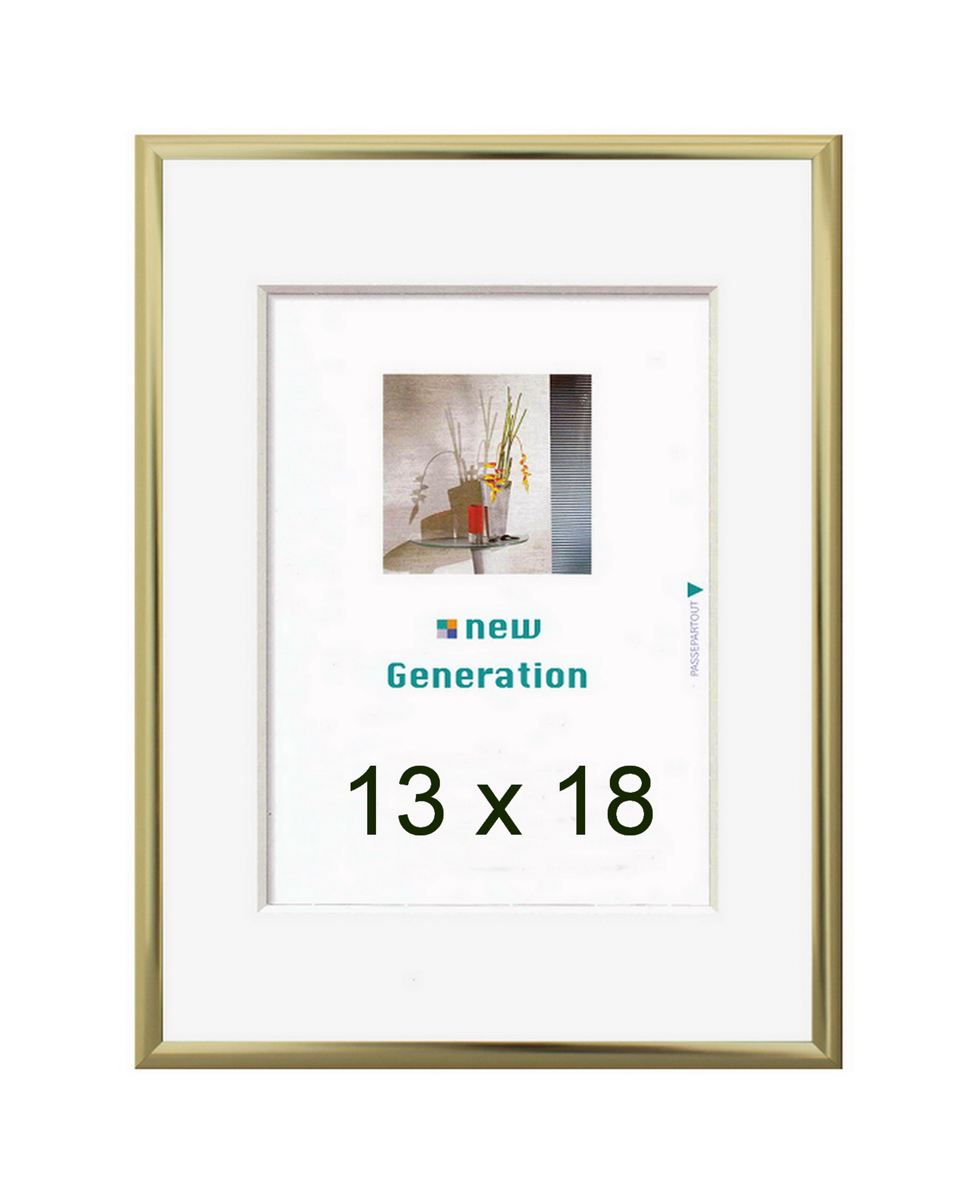 Oslo MasterLine Einzelrahmen Bilderrahmen 13 x 18 cm Aluminium schmal mit Aufsteller, gold glänzend Alu Hoch- und Querformat