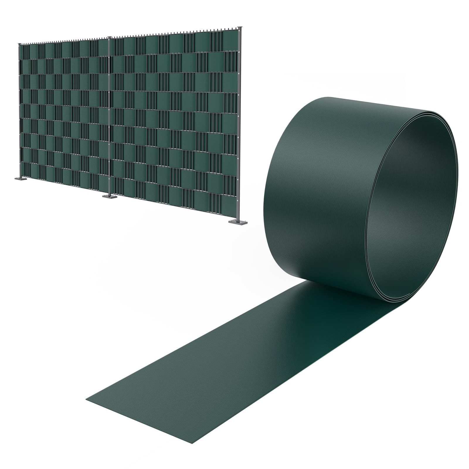 FIVMEN Sichtschutzstreifen Hart PVC 19cm x 2.5m Sichtschutz Zaunfolie Blickdicht, 10 Stück, für Gartenzaun, Balkon Anthrazit/Hellgrau/Grün