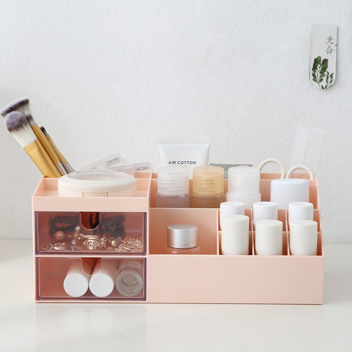 Organizer Make-up-Organizer,Kosmetik-Aufbewahrung, GelldG Schreibtisch-Aufbewahrungsbox Rosa