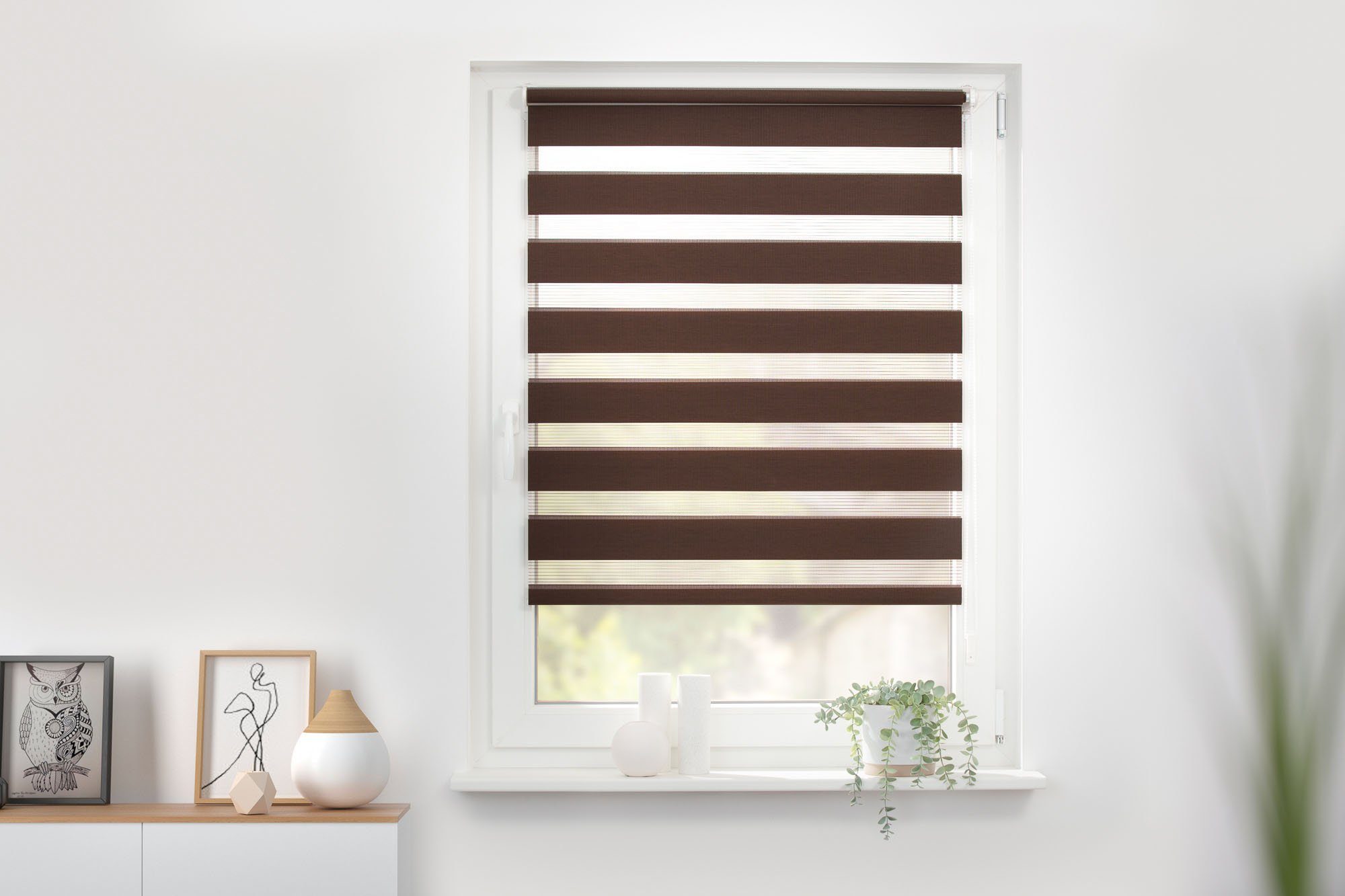 Doppelrollo Duo Rollo Klemmfix, LICHTBLICK ORIGINAL, Lichtschutz, ohne Bohren, freihängend, Klemmfix, Seitenzugrollo, Montage mit beiliegendem, verstellbarem Klemmträger