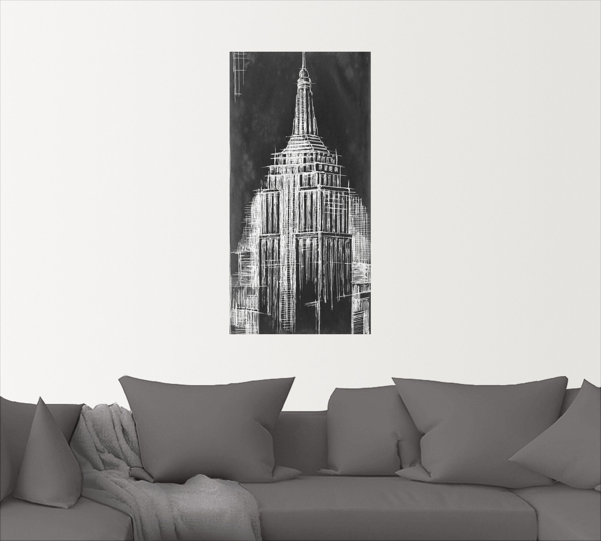 Artland Wandbild Empire State Entwurf, Gebäude (1 St), als Alubild, Leinwandbild, Wandaufkleber oder Poster in versch. Größen