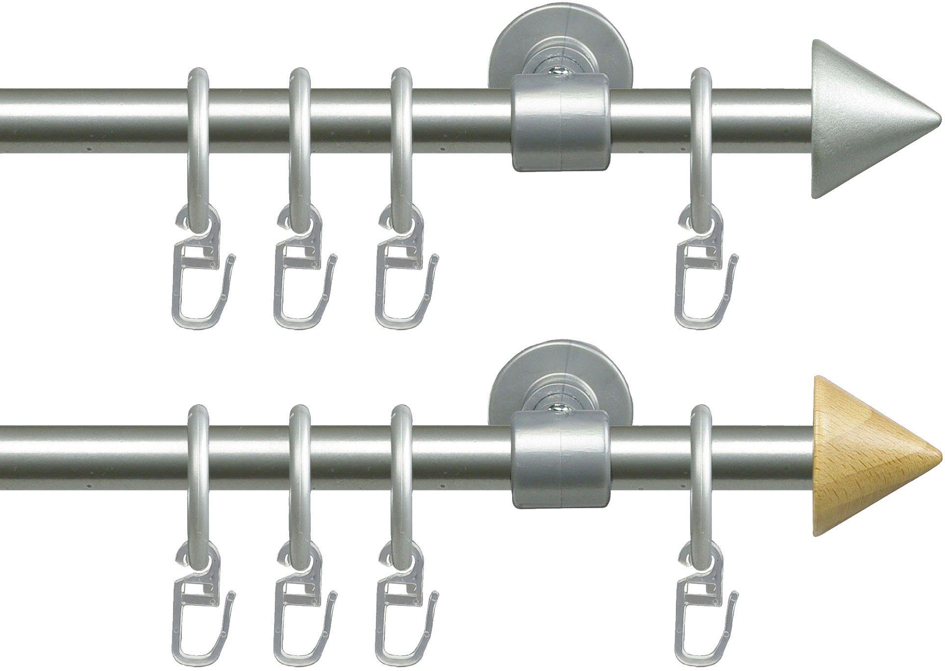 Liedeco Gardinenstange Stilgarnitur, Komplettstilgarnitur New York 16 mm, Ø 1,6 mm, 1-läufig, Fixmaß, verschraubt, Eisen, Gardinenstange Komplett