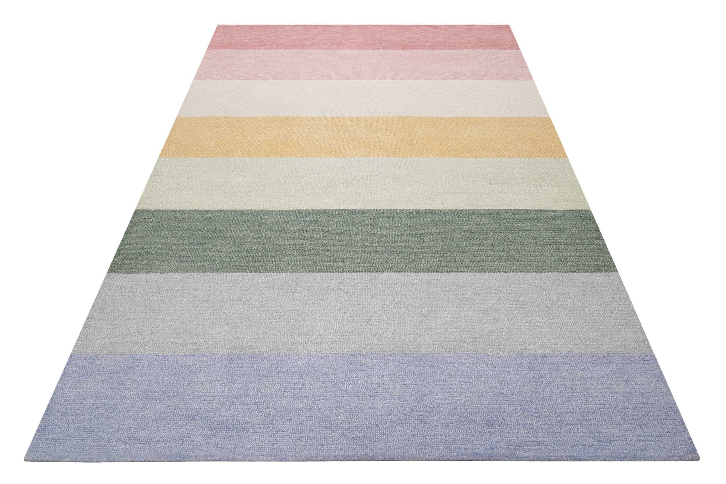 SMART KIDS Kinderteppich Lio, rechteckig, Höhe: 1,2 mm, handgetuftet aus Naturfasern, bunte pastellige Streifen, Kinderzimmer