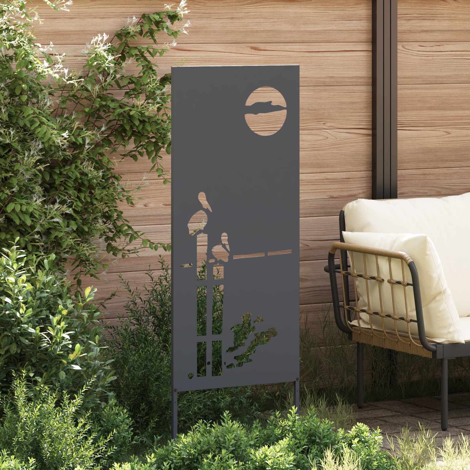 vidaXL Wandbild Garten Sichtschutz-Leinwand Anthrazit 50 x 140 cm, (1 St)