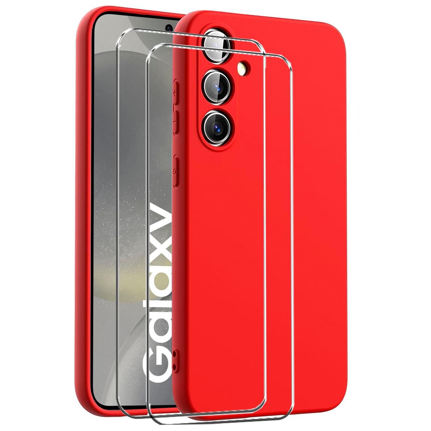 CoolGadget Handyhülle Rot als 2in1 Schutz Cover Set für das Samsung Galaxy Note 20 6,7 Zoll, 2x Glas Display Schutz Folie + 1x TPU Case Hülle für Galaxy Note 20