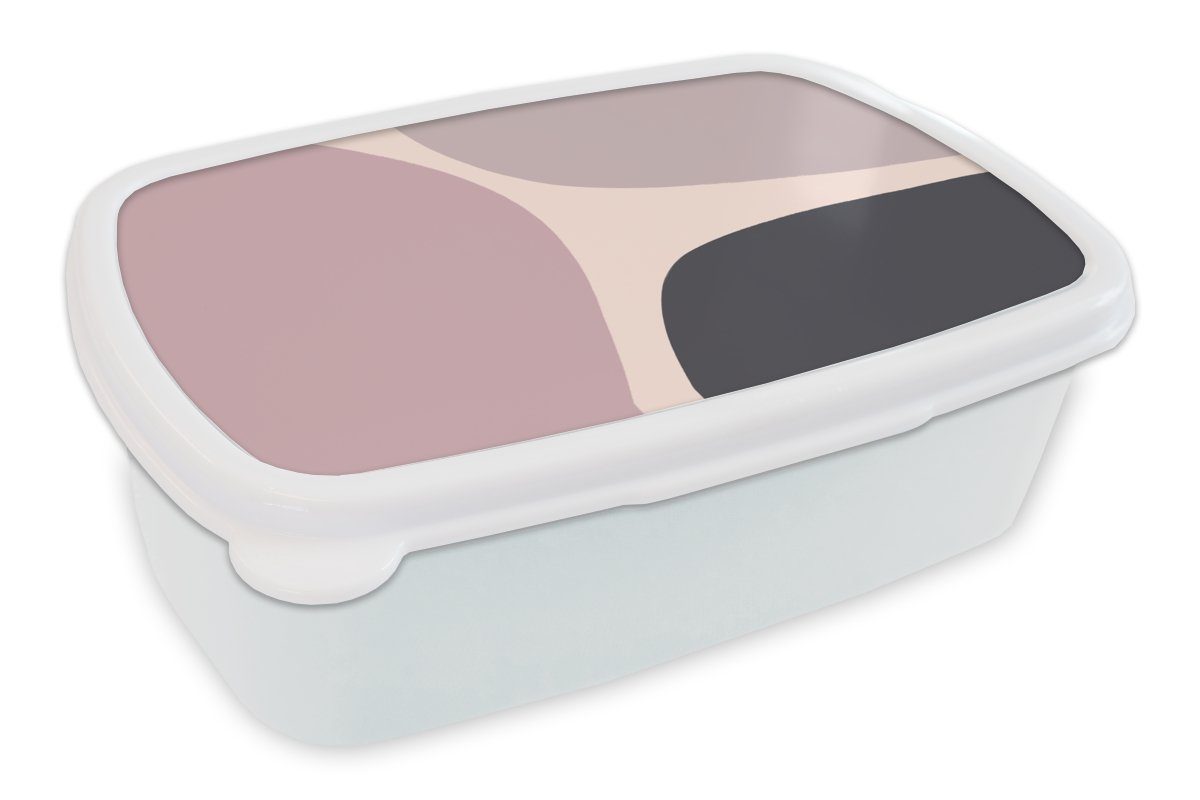MuchoWow Lunchbox Pastell - Gestaltung - Minimalismus, Kunststoff, (2-tlg), Brotbox für Kinder und Erwachsene, Brotdose, für Jungs und Mädchen weiß