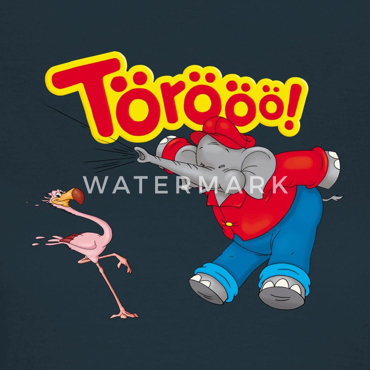 Spreadshirt T-Shirt Benjamin Blümchen Mit Flamingo Törööö Frauen T-Shirt (1-tlg) Slim Fit, fällt klein aus