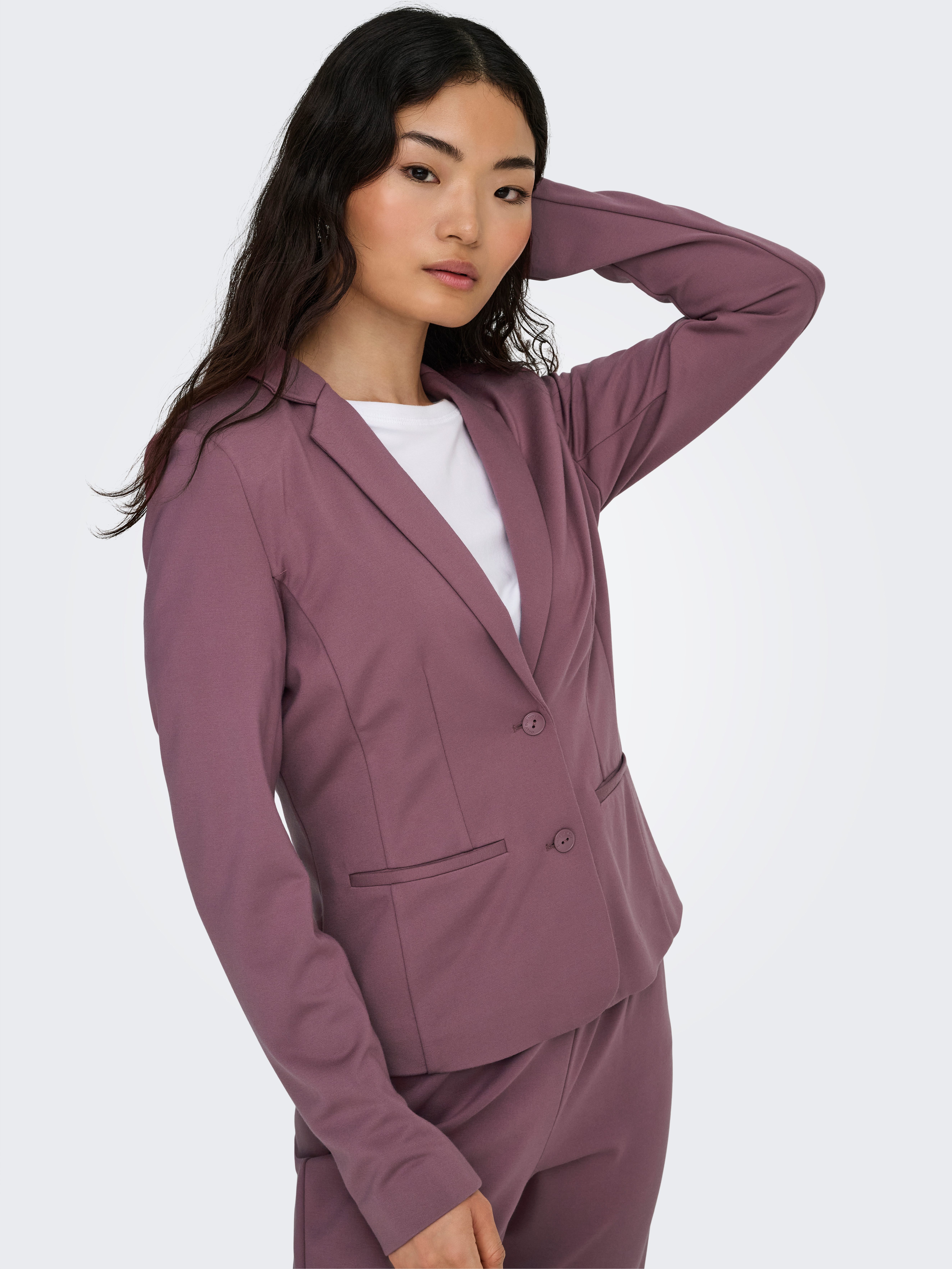 ONLY Jerseyblazer ONLPOPTRASH – 2-Knopf Blazer mit taillierter Silhouette regular fit, Milano Rib, Materialmix, Reverskragen, unifarben