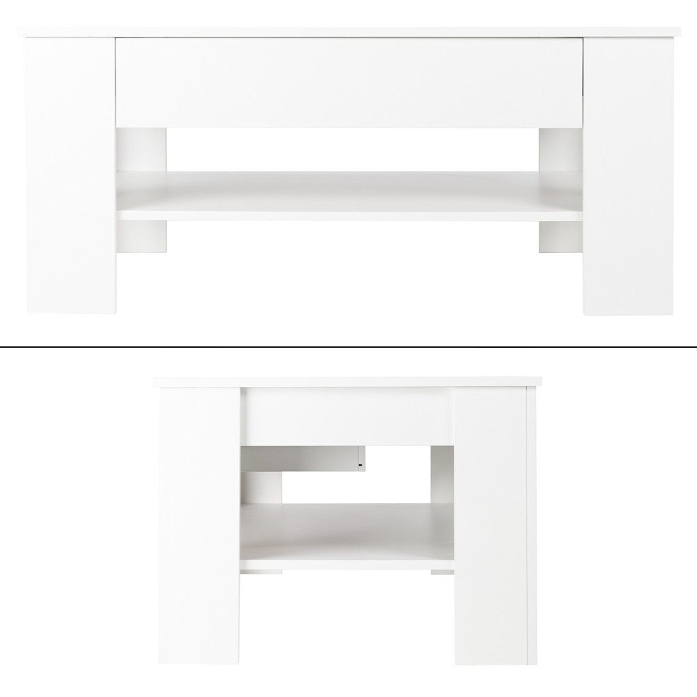 ML-DESIGN Couchtisch Sofatisch mit Schublade und Ablage, Wohnzimmertisch mit Stauraum, Moderner Holz Beistelltisch Kaffeetisch Tisch Satztisch Weiß