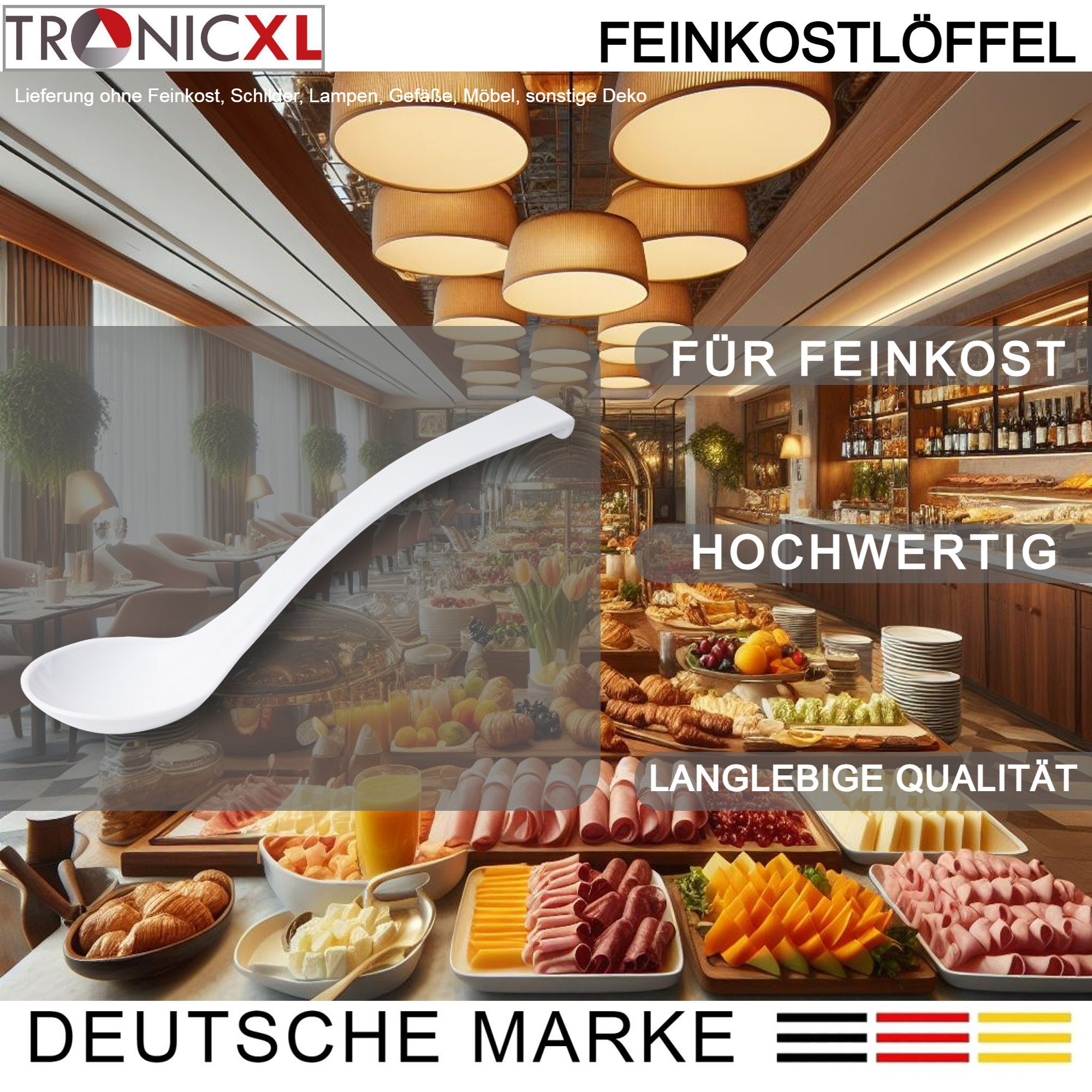 TronicXL Servierlöffel 6 Stück Schöpflöffel Feinkostlöffel Löffel Feinkost weiß Salat Gemüse, spülmaschinengeeignet San Kunststoff lebensmittelecht – Bild 3 von 5