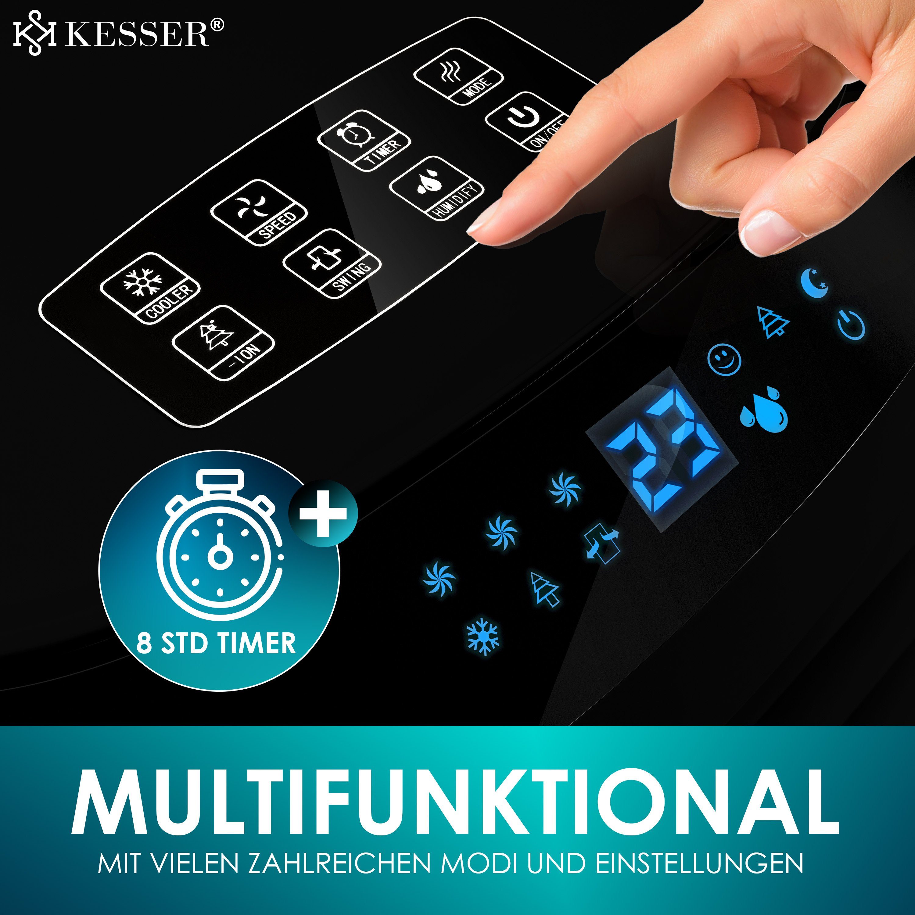 KESSER Turmventilator, 4in1 Mobile Klimaanlage Fernbedienung Klimagerät Ventilator