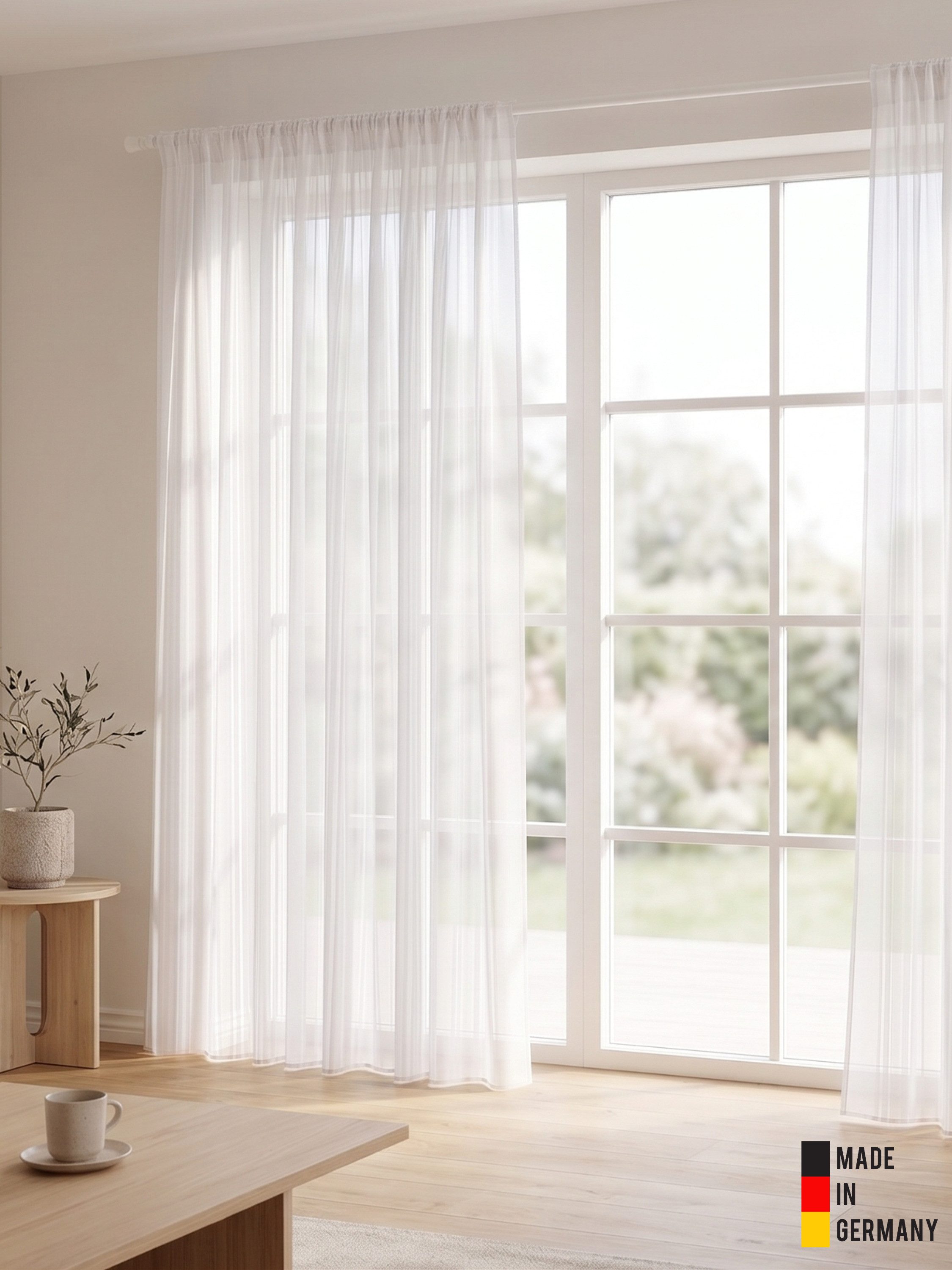 Wirth Gardine Manuela (1 St), Faltenband, halbtransparent, Voile, Store