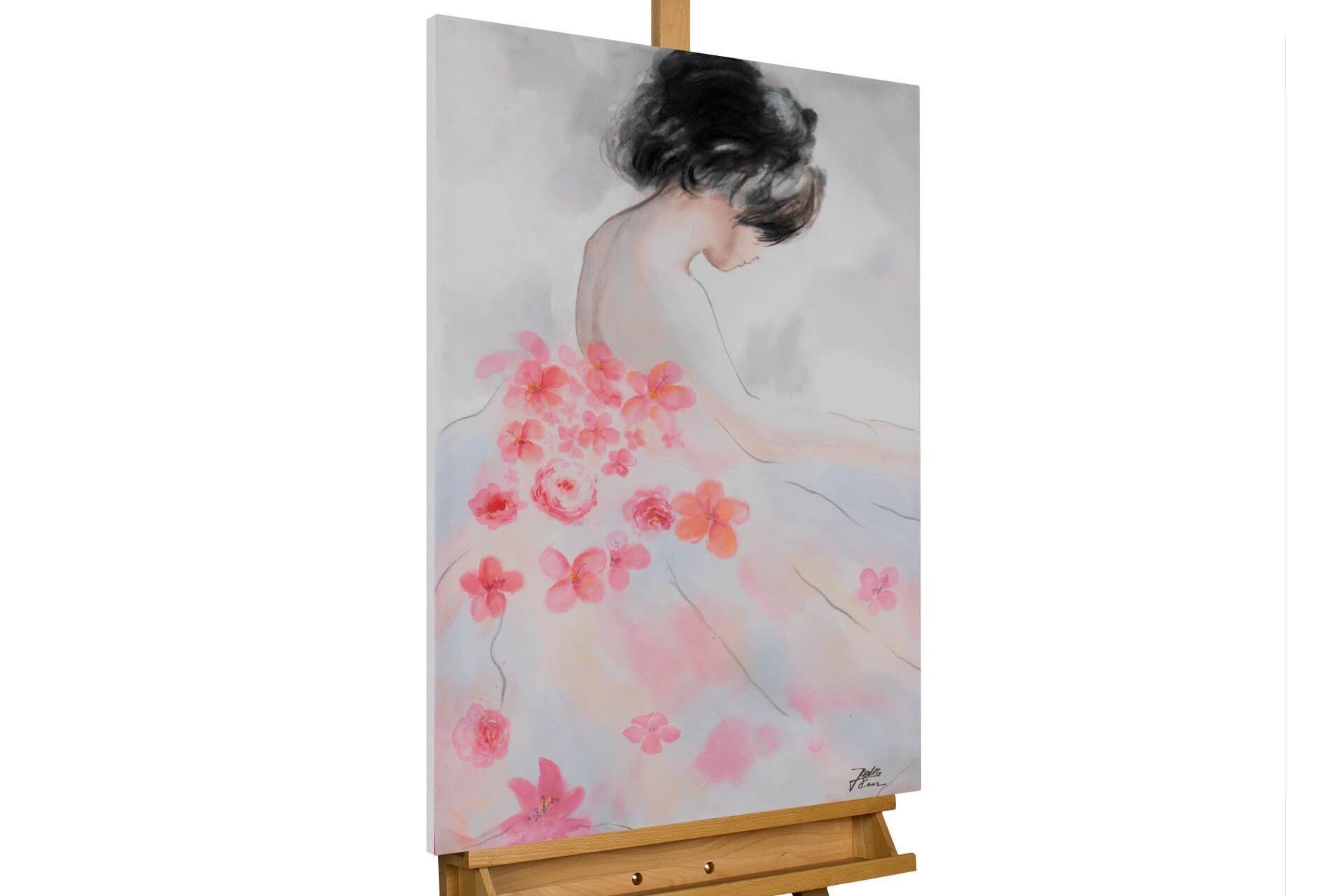 KUNSTLOFT Gemälde Floral Beauty 60x90 cm, Leinwandbild 100% HANDGEMALT Wandbild Wohnzimmer
