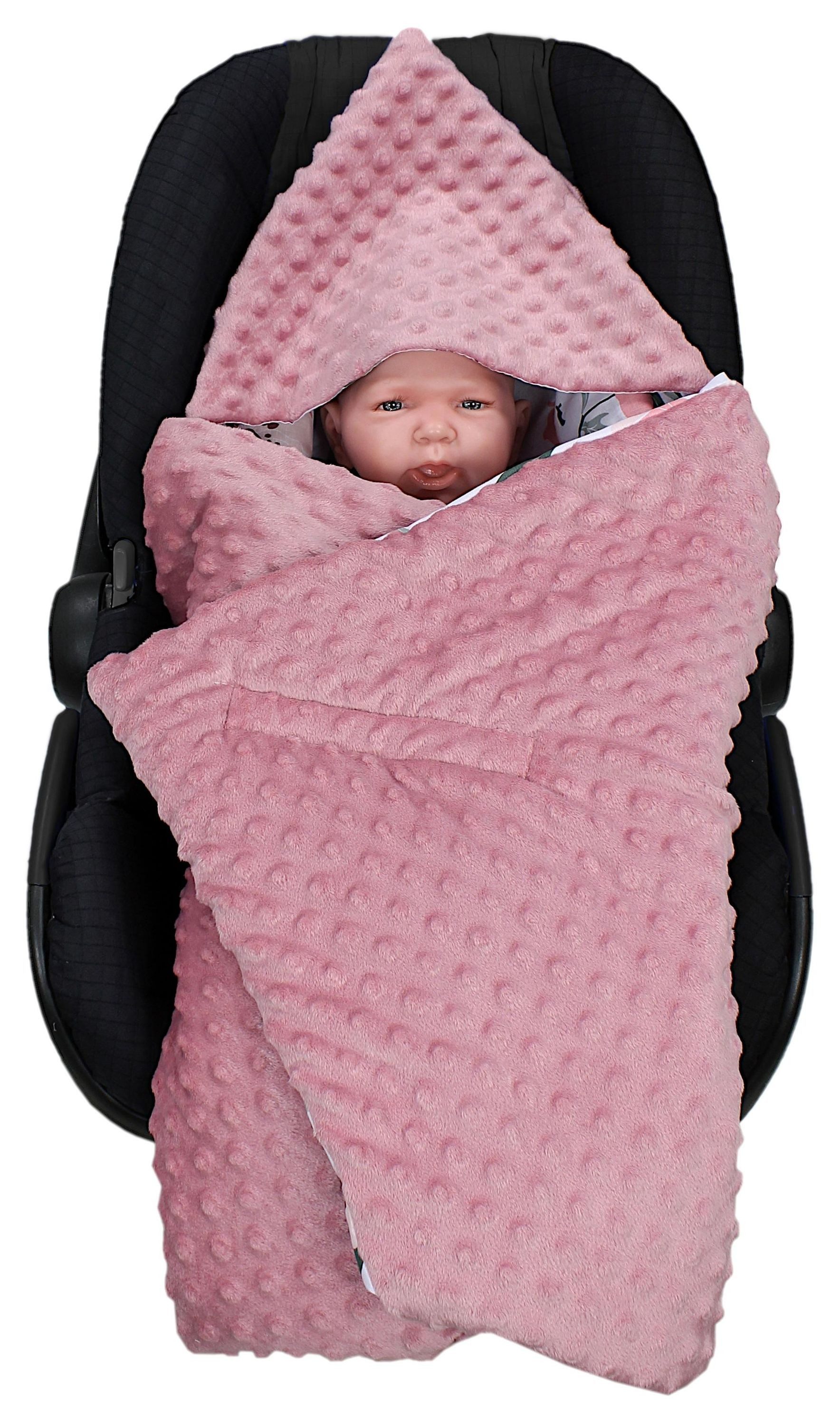 Einschlagdecke 2er SET Baby Einschlagdecke 85x85 für Autositz Babyschale Decke Minky, TupTam
