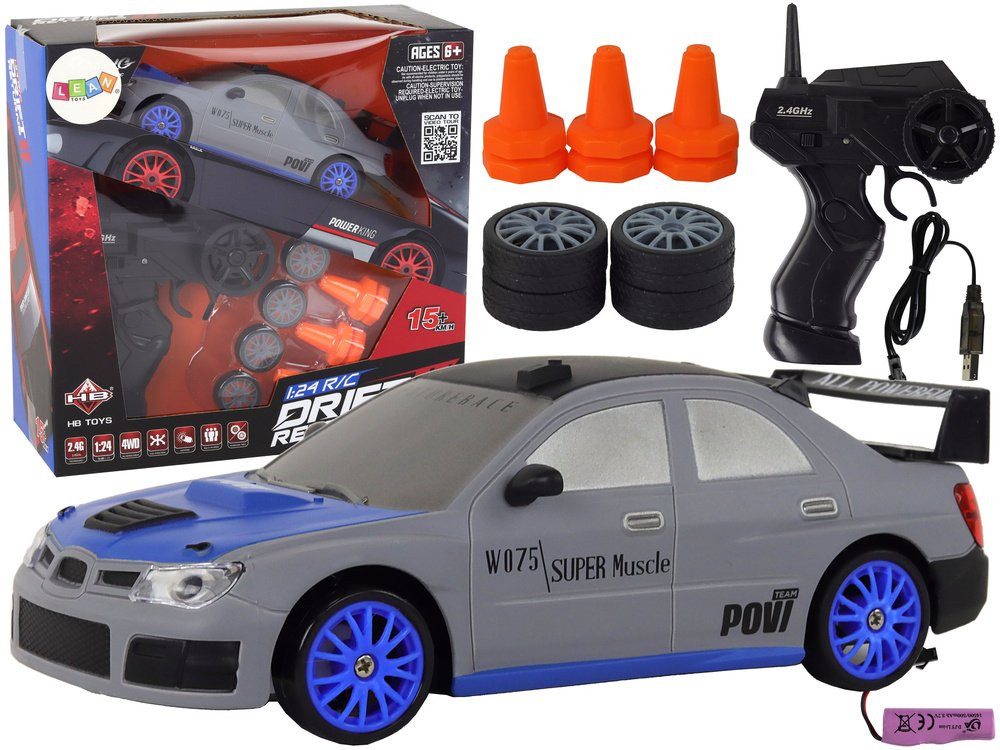 Wisam RC-Auto Ferngesteuerter Sportwagen R/C 1:24, graue, austauschbare Räder