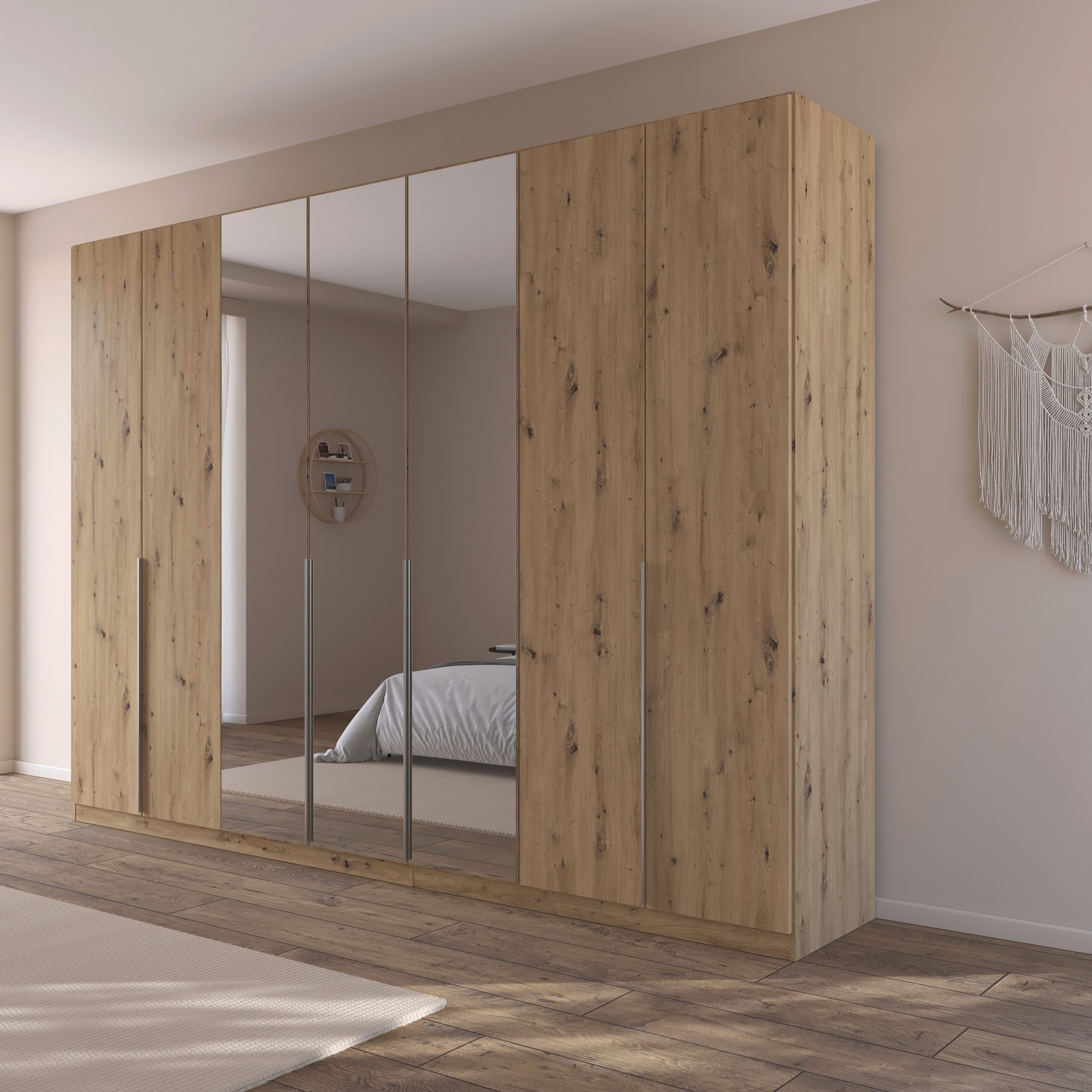 OTTO home Drehtürenschrank Kleiderschrank Schrank Garderobe AGORDO mit Dekor- oder Hochglanzfront (in zwei Griff-Farben, Breiten 91-405 cm) durchdachte Innenausstattung, in 8 Breiten und 2 Höhen MADE IN GERMANY