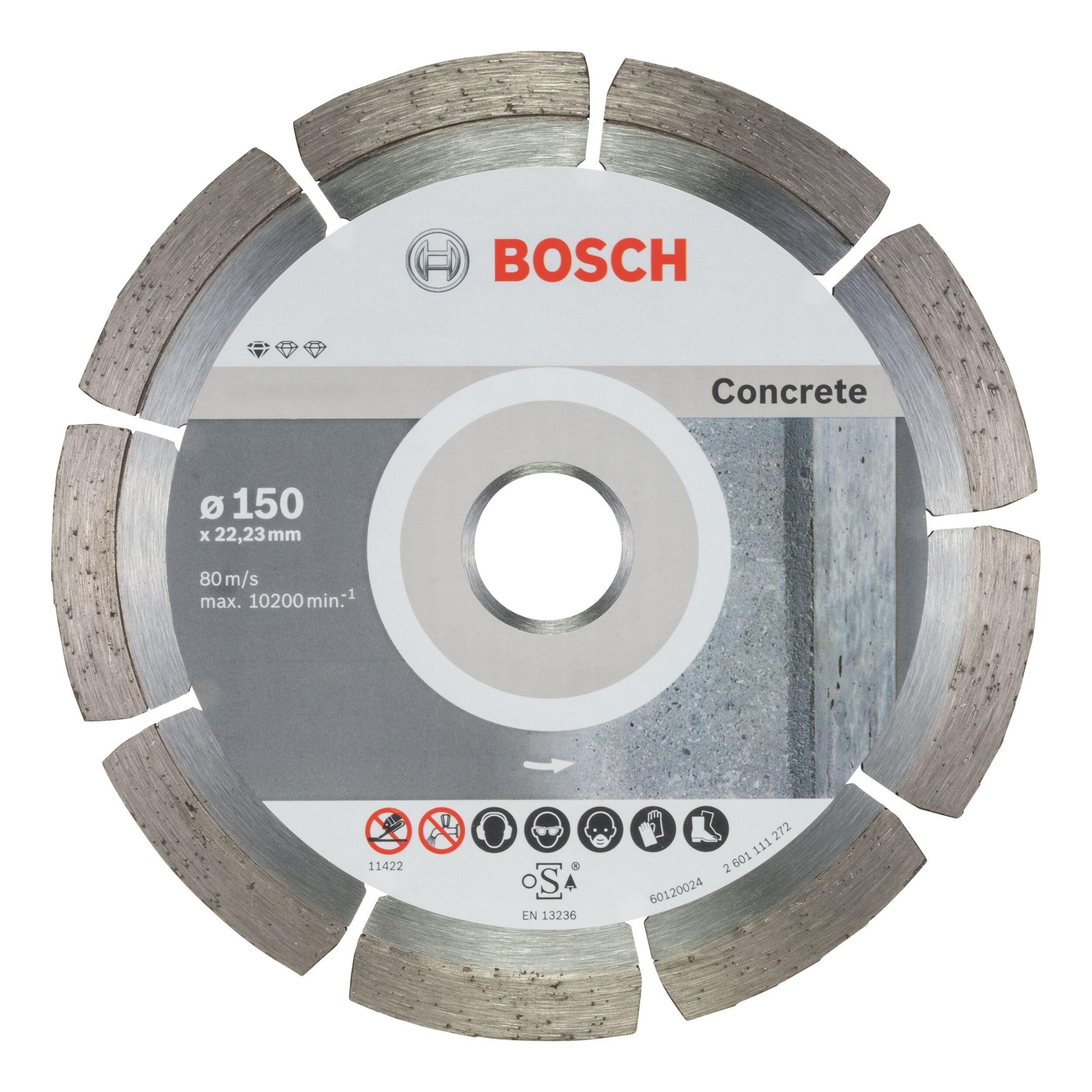 BOSCH Trennscheibe, Ø 150 mm, (10 Stück), Standard for Concrete Diamanttrennscheibe - 150 x 22,23 x 2 x 10 mm