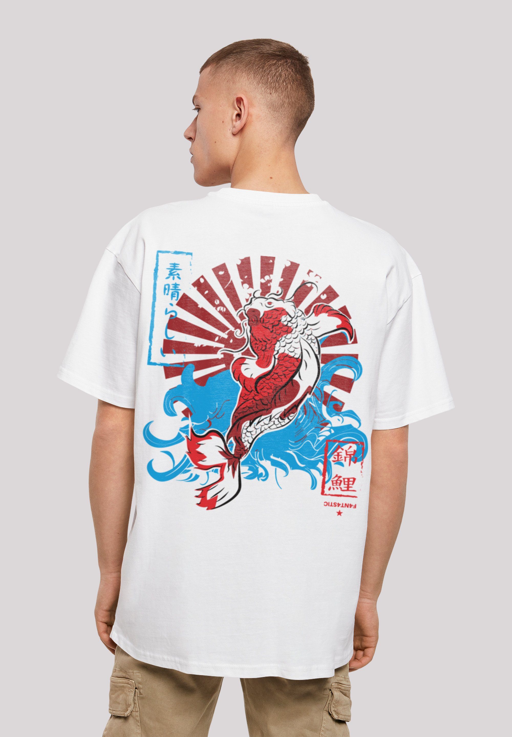 F4NT4STIC T-Shirt Japan Koi Fisch Karpfen Print weiß