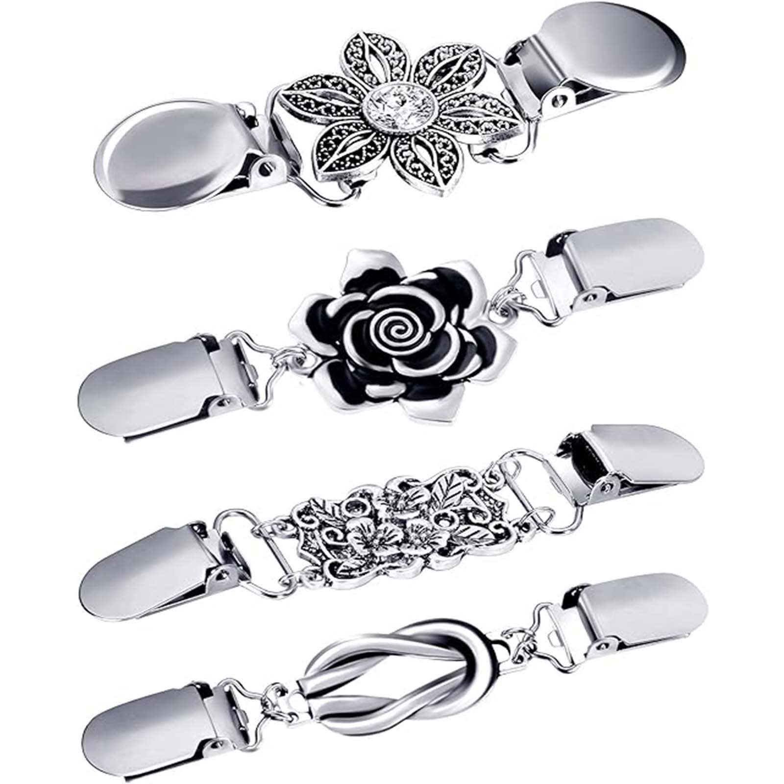 MOPUEA Broschen Set Vintage Zarte Broschen Set – 4-teilig, elegant & vielseitig (4er Set dekorative Clips für Kleidung und Styling im Alltag, Vielseitige Clips für Kleidungsschutz und schnelles Styling), Stabil, schonend zur Kleidung, kein Verrutschen im Alltag