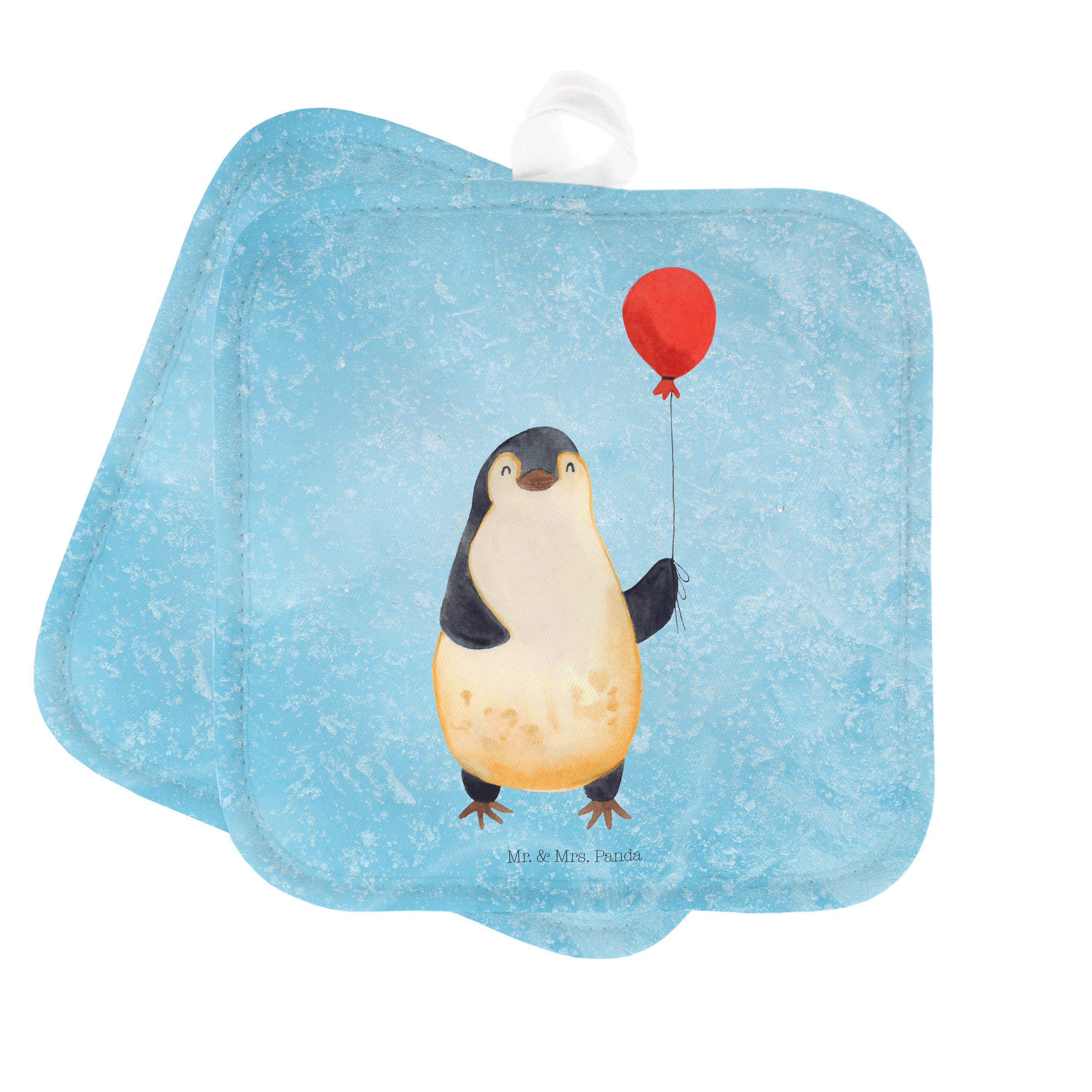 Mr. & Mrs. Panda Topflappen Pinguin Luftballon - Eisblau - Geschenk, Kirmes, Ofenhandschuh, Topfl, (1-tlg)