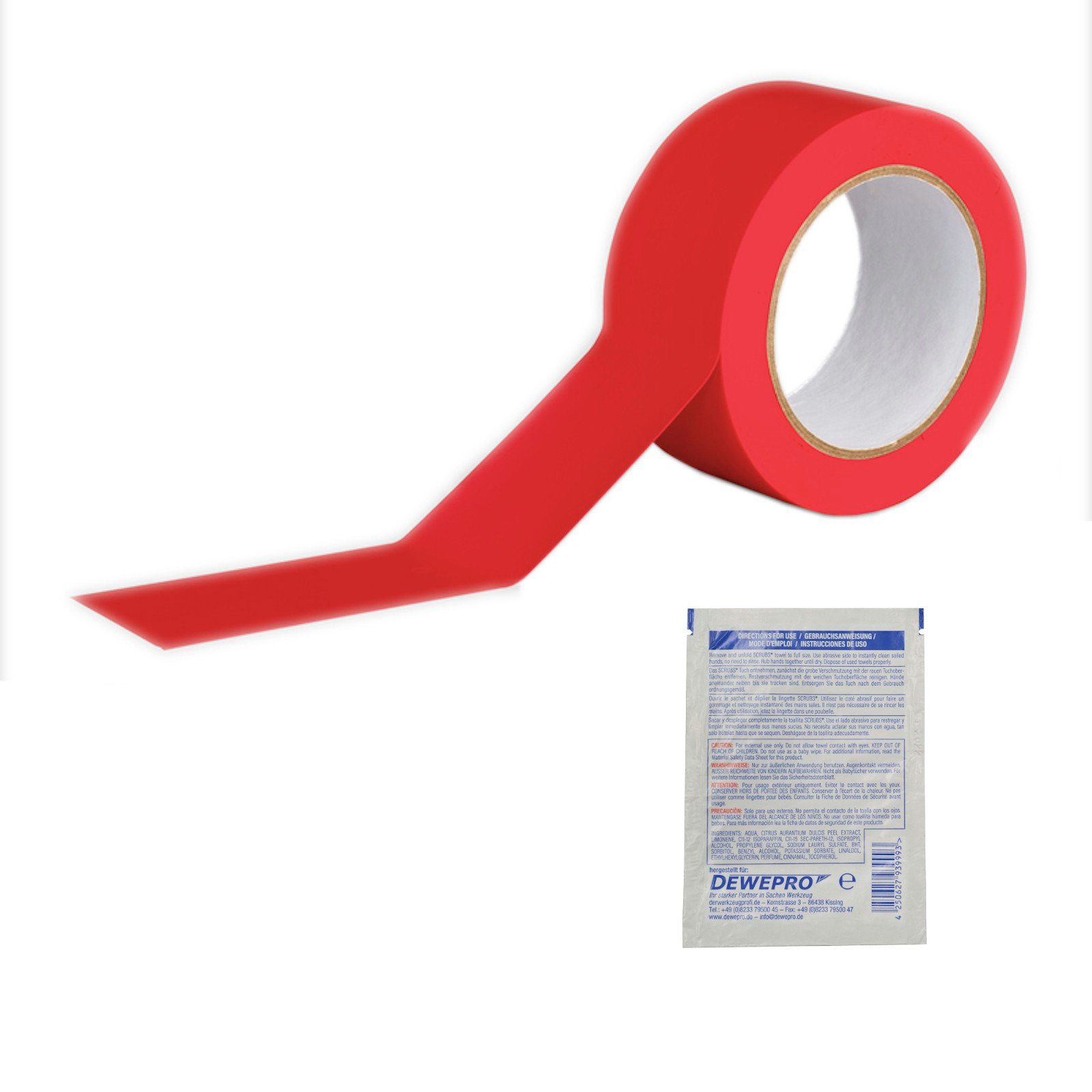 Markierungsband 1 - SingleScrubs St. selbstklebendes PVC-Band belastbares, Farben: 33m - - EasyTape™ Grün inkl. x Weiß, DEWEPRO hoch ROCOL Rot, Blau, Gelb, 50mm - Klebeband DEWEPRO