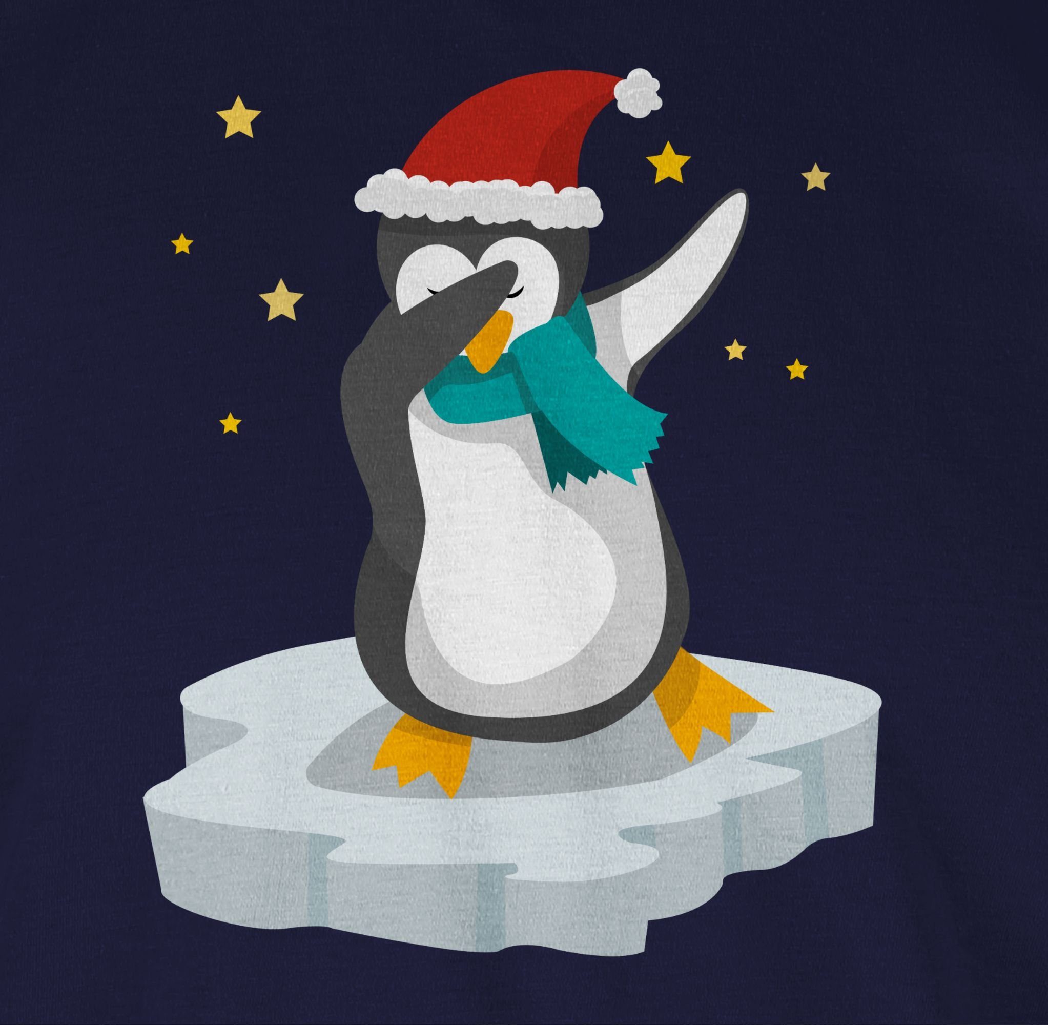 Shirtracer Rundhalsshirt Blau Dab Weihachten 1 Pinguin Weihnachten Navy Kleidung