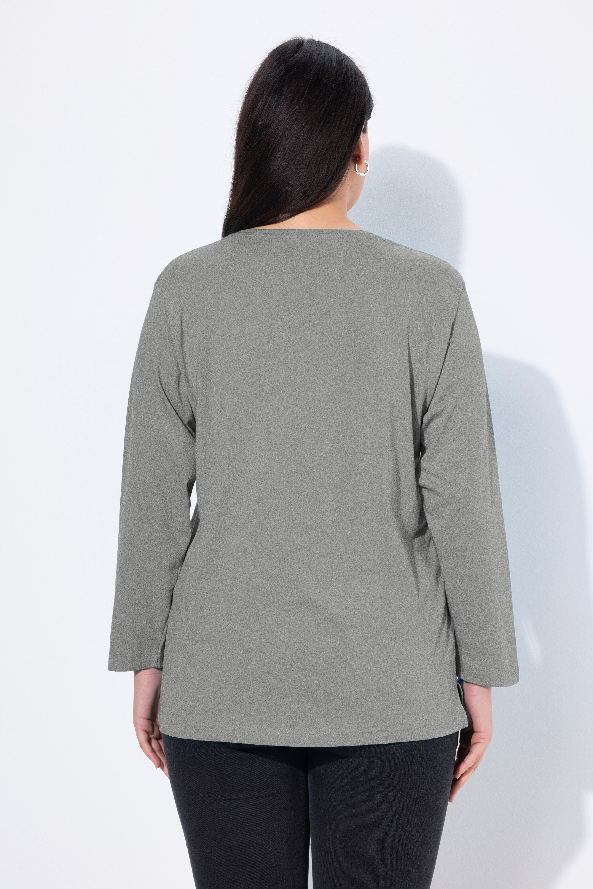 Ulla Popken T-Shirt Shirt V-Ausschnitt Relaxed Langarm – Bild 3 von 5