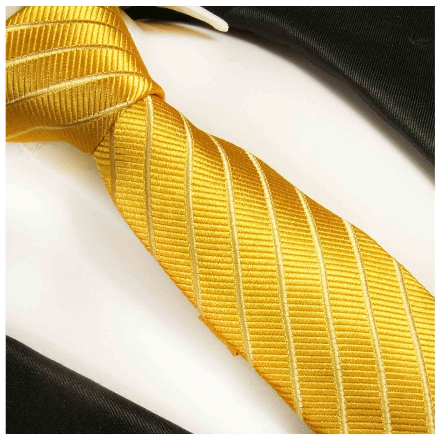 gestreift Herren Seidenkrawatte (8cm), 100% 940 Seide gold Malone Paul Moderne Krawatte Breit