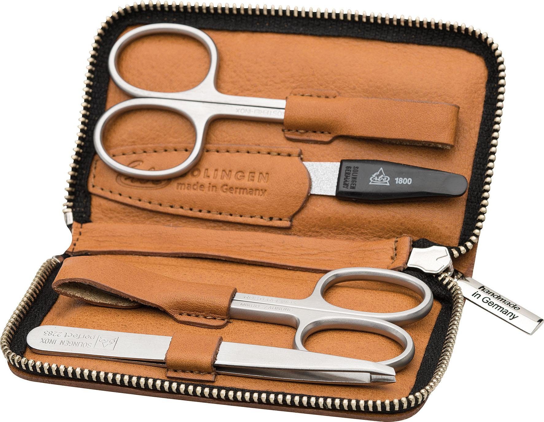 Maniküre-Etui Lederetui mit Zippverschluss