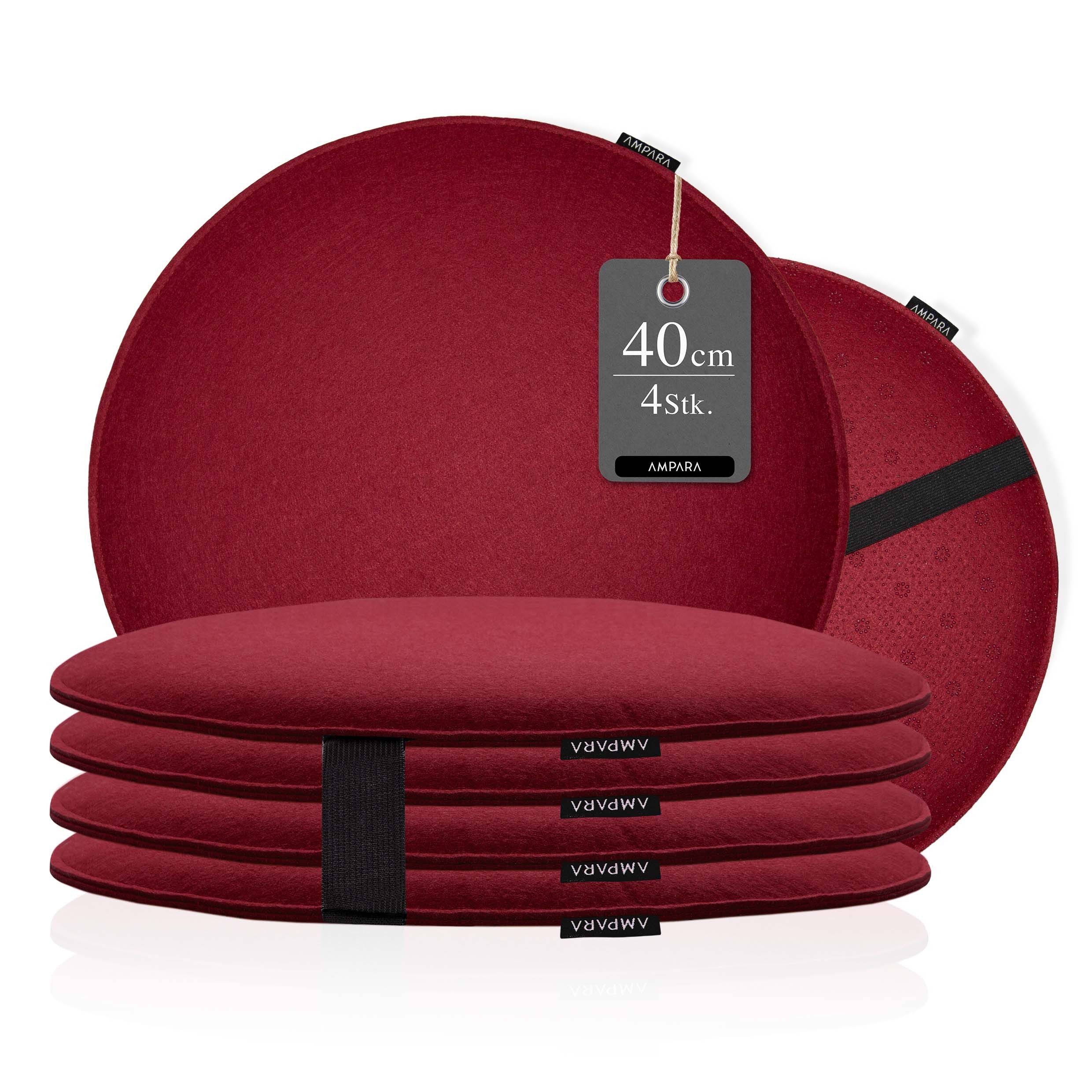 AMPARA Подушка для стула rund 40cm - für Stuhl, Bank, Lounge etc., Rutschfest, mit Klettverschluss