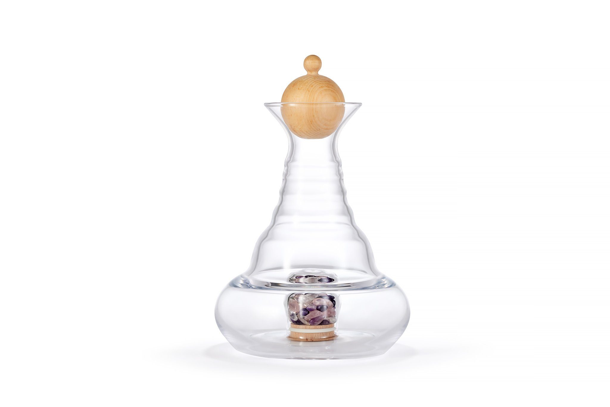 Natures-Design Wasserkaraffe Alladin mit Edelsteinfach und Zirbenholzdeckel 1.2l