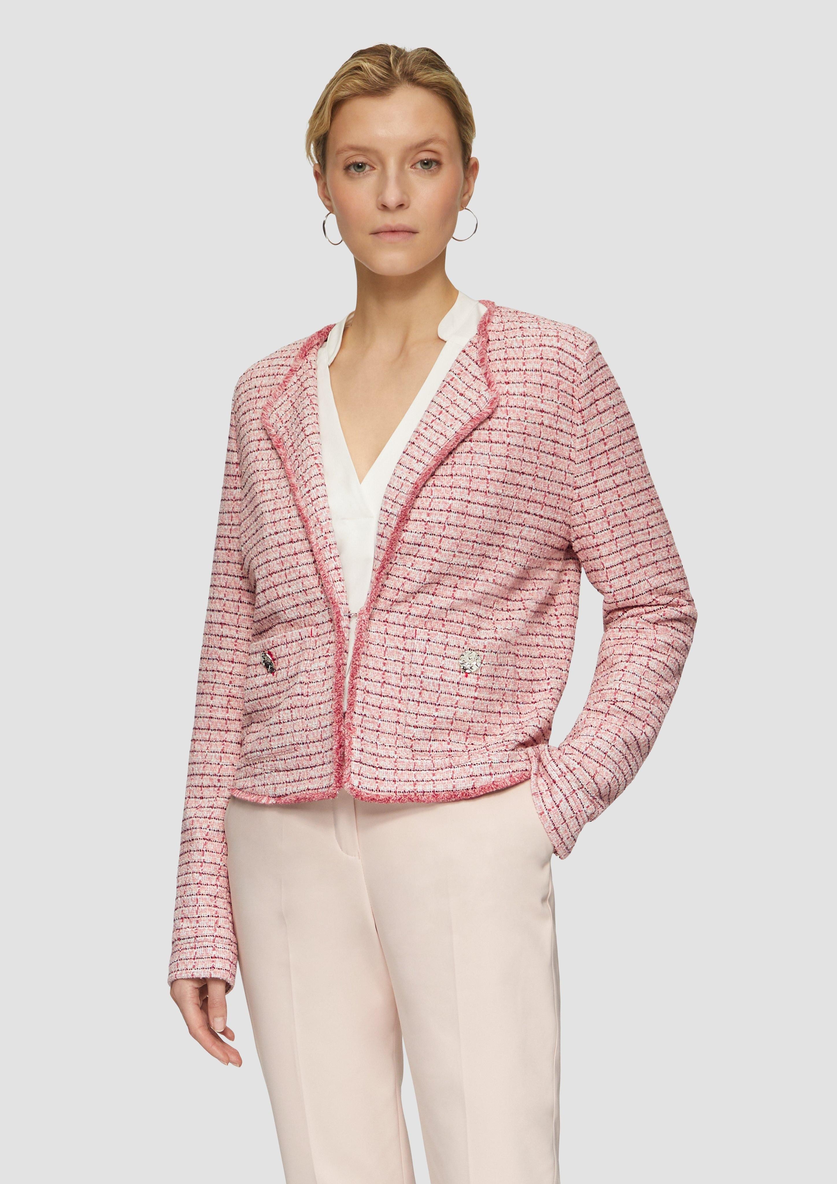 Funktionsjacke Bouclé-Jacke mit Fransen