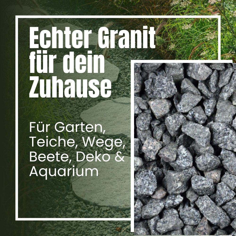 GarPet Zierkies Kieselsteine Garten Zierkies Granit 25 kg Grau Aquarium Kies Gabion