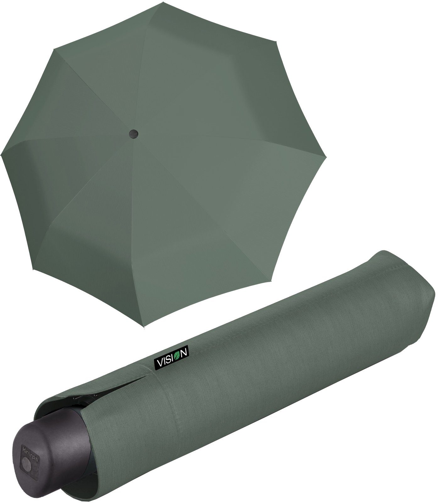 PFC-frei beschichtet Taschenregenschirm plant PET, - Vision Knirps® Manual nachhaltiger - recyceltes Damen-Regenschirm, grün