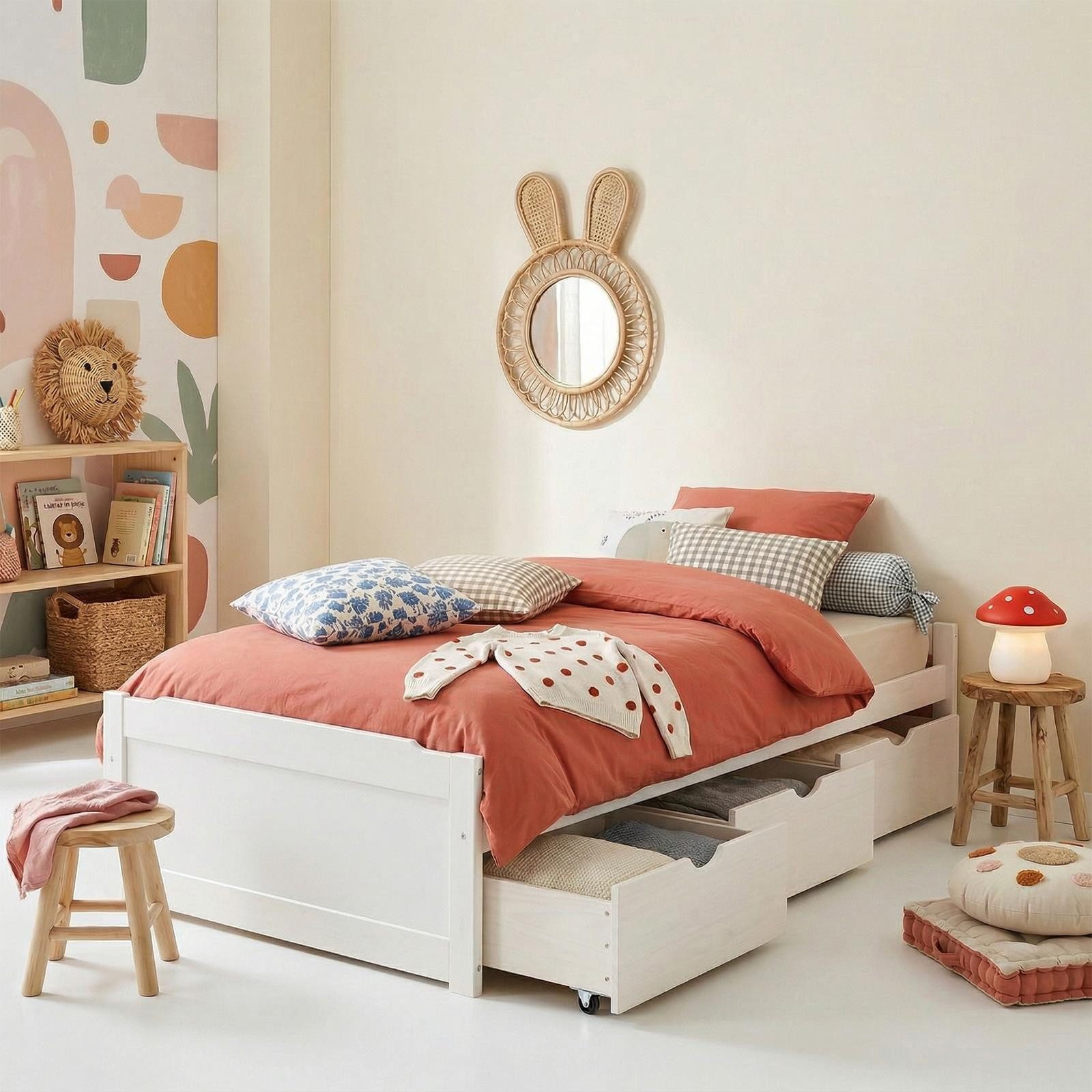 IDIMEX Funktionsbett MIA, Bett mit Stauraum Jugendbett Funktionsbett Gästebett Tagesbett 90x190