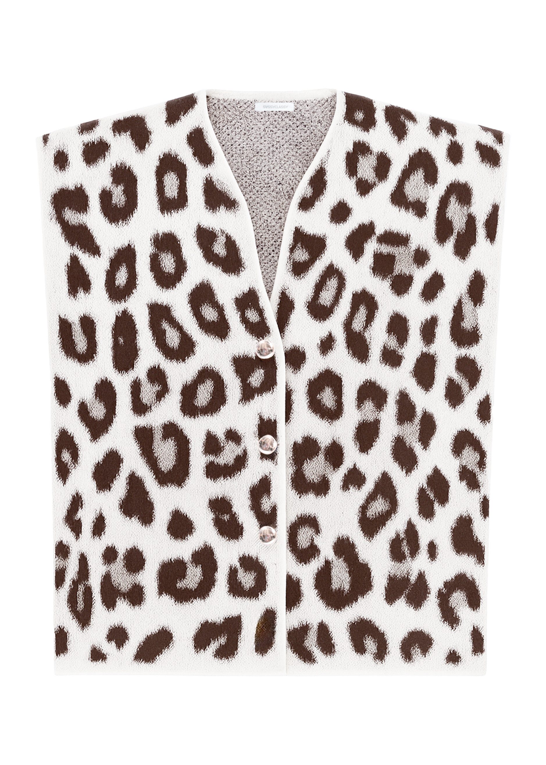 SASSYCLASSY Kurzweste Strickweste mit Leo-Muster für Damen Weiche Weste mit günstig online kaufen