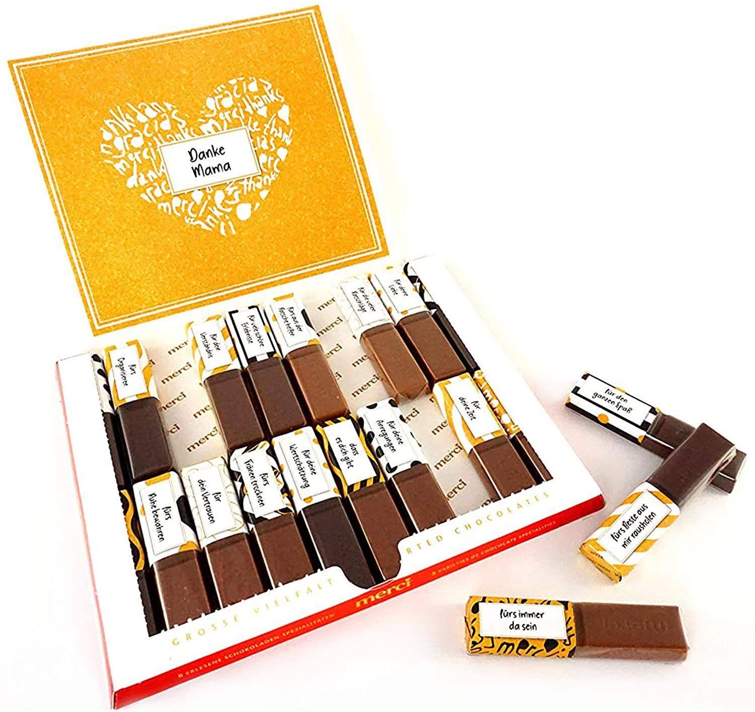 SURPRISA Aufkleber Set 'Danke' für Merci Schokolade, individuelles Geschenk, um Danke zu sagen