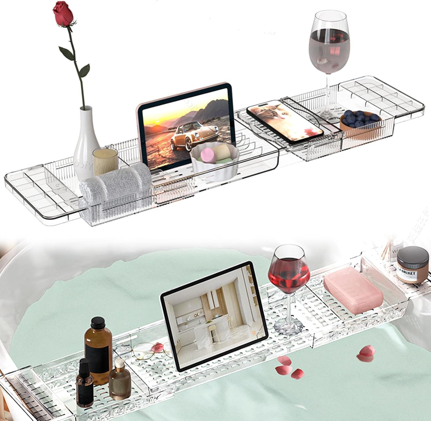 Refined Living Badewannenablage Badewannentablett, Ausziehbare, Badewannen günstig online kaufen