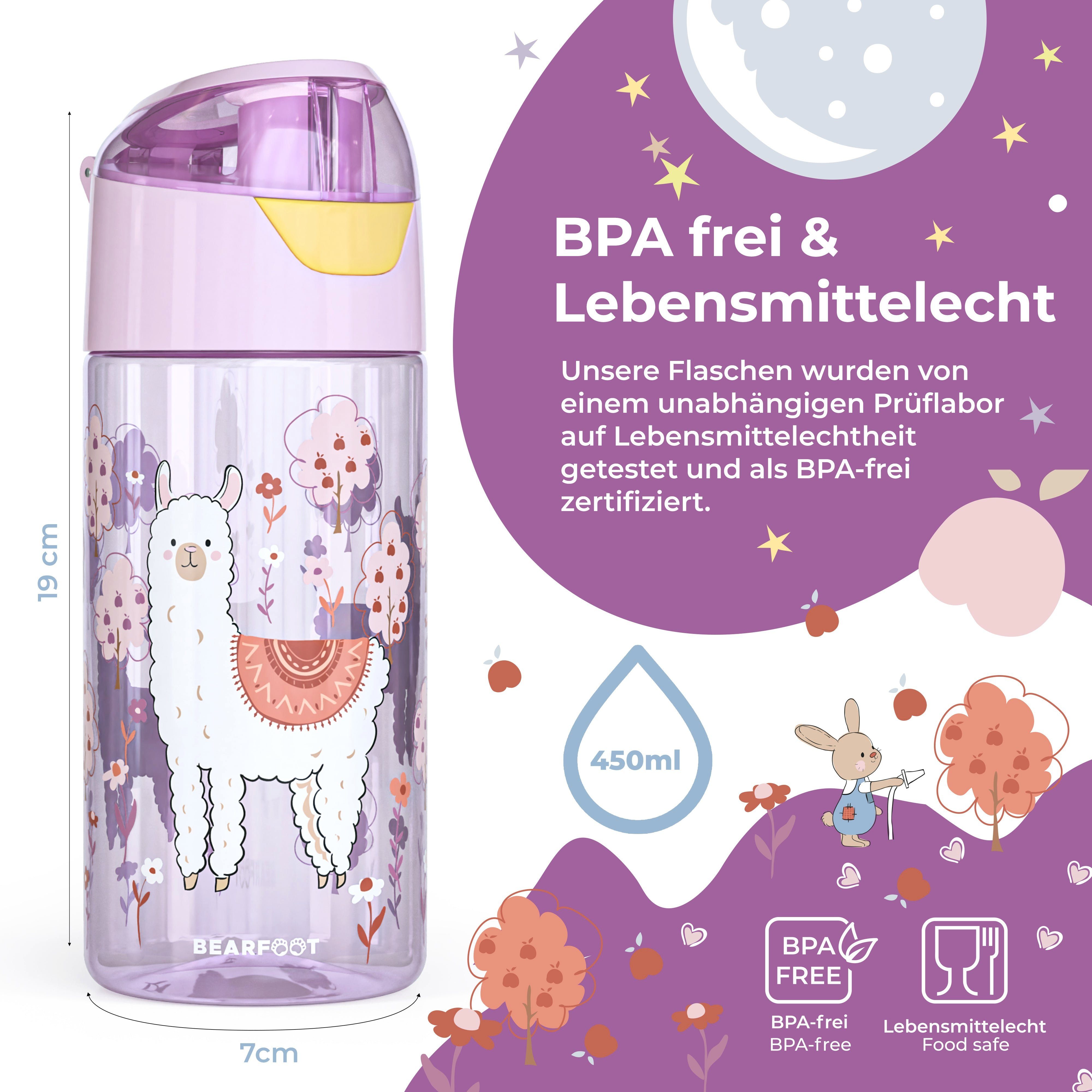 Kinder, Wasserflasche - Lama leichte BEARFOOT Trinkflasche Lama-lila Trinkflasche