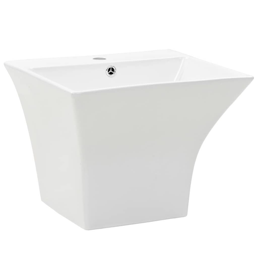 vidaXL Waschbecken Waschbecken Badezimmer Wandwascken Wandmontage Keramik Weiß 500x450x4