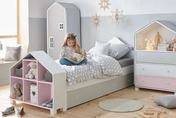 Konsimo Babyzimmer-Komplettset MIRUM Kinderzimmer-Möbelset Komplett-Kinderzimmer, (6-St), Kommode, 2x Kleiderschrank, 2x Bücherregal, Bettgestell
