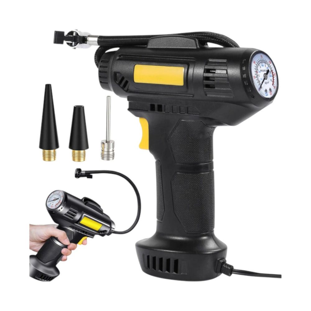 VERK GROUP Luftpumpe Autokompressor 12V 120W Reifenfüllpistole bis 10 Bar mit LED